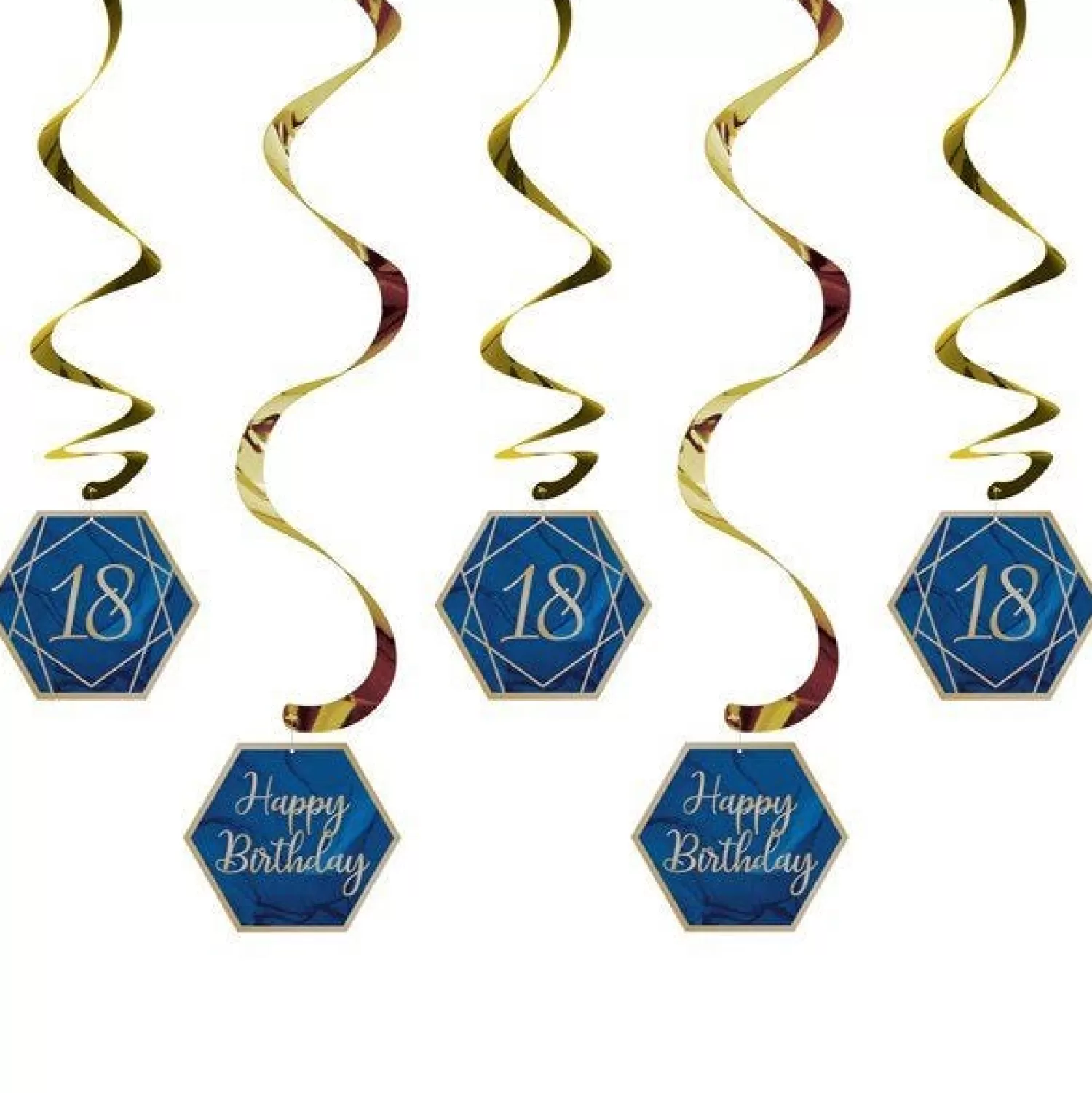 Fashion Party Delights 18Th Birthday Navy & Gold Geode Hanging Swirls (5Pk)