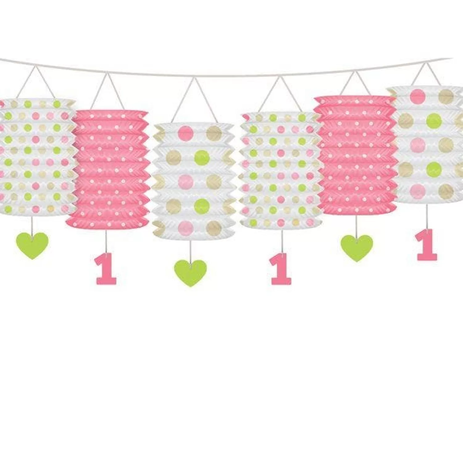 Clearance Party Delights 1St Birthday Pink Mix Lantern Garland - 3.6M