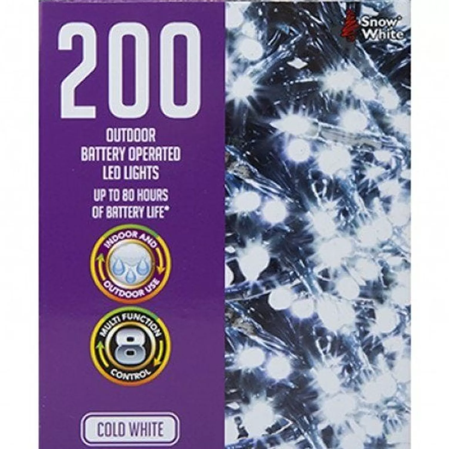 200 Cold White Outdoor Led Lights - Battery Operated<Party Delights Fashion