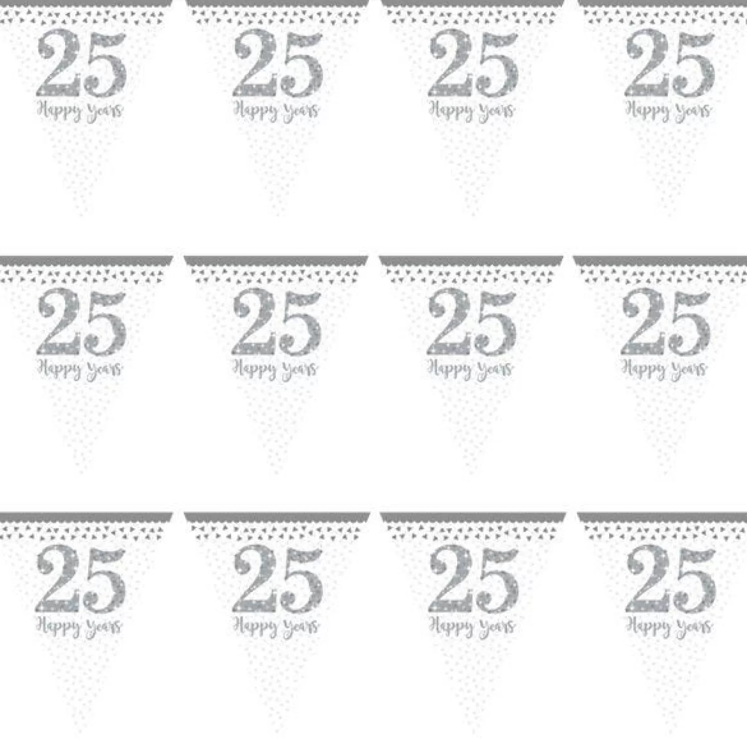 Discount Party Delights 25Th Silver Sparkling Wedding Anniversary Flag Bunting - 4M