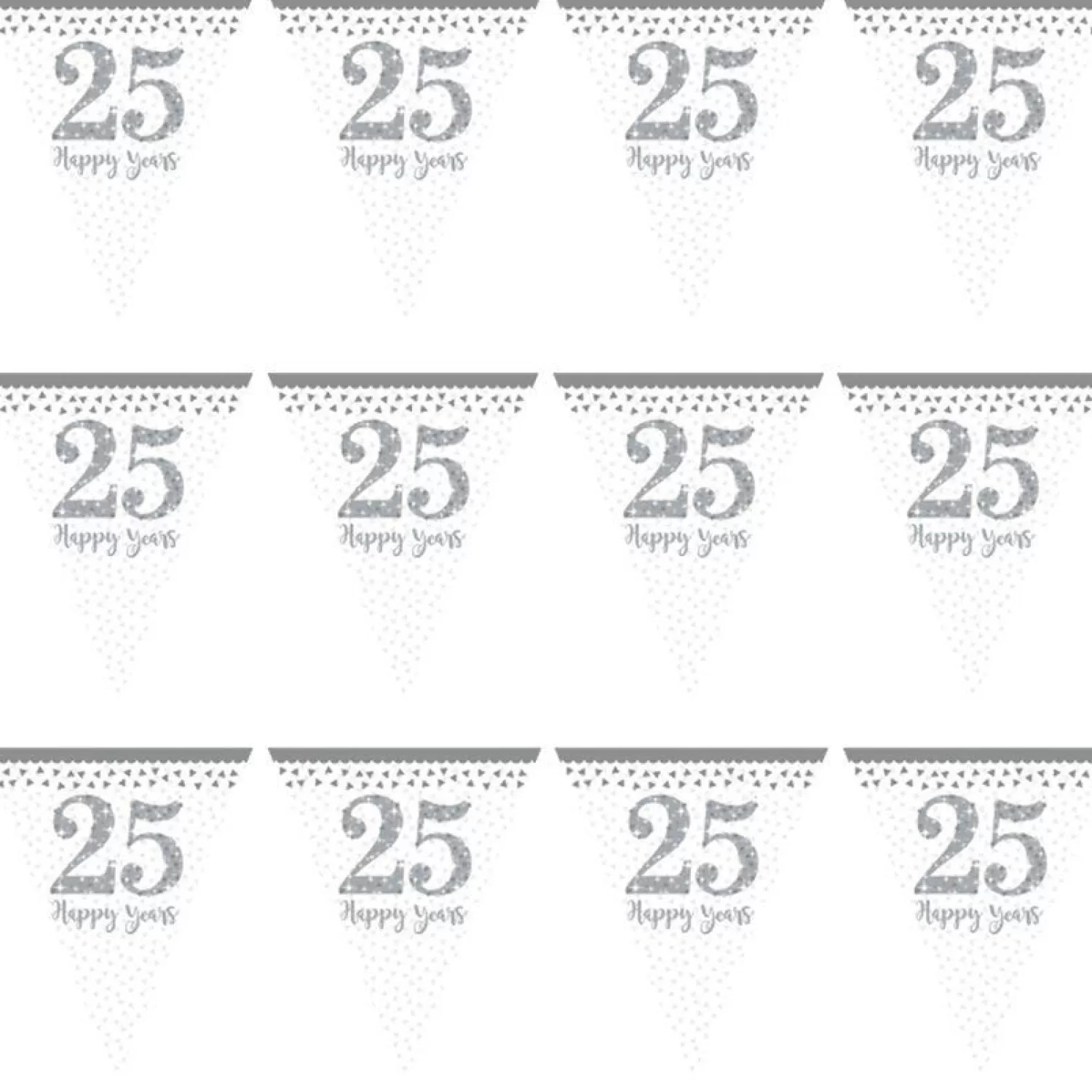 Discount Party Delights 25Th Silver Sparkling Wedding Anniversary Flag Bunting - 4M