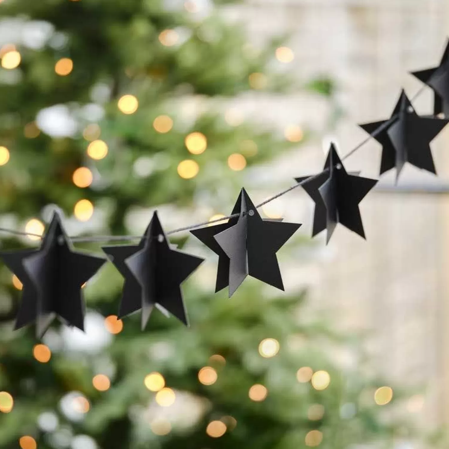 3D Star Black Paper Bunting - 2M<Party Delights Fashion