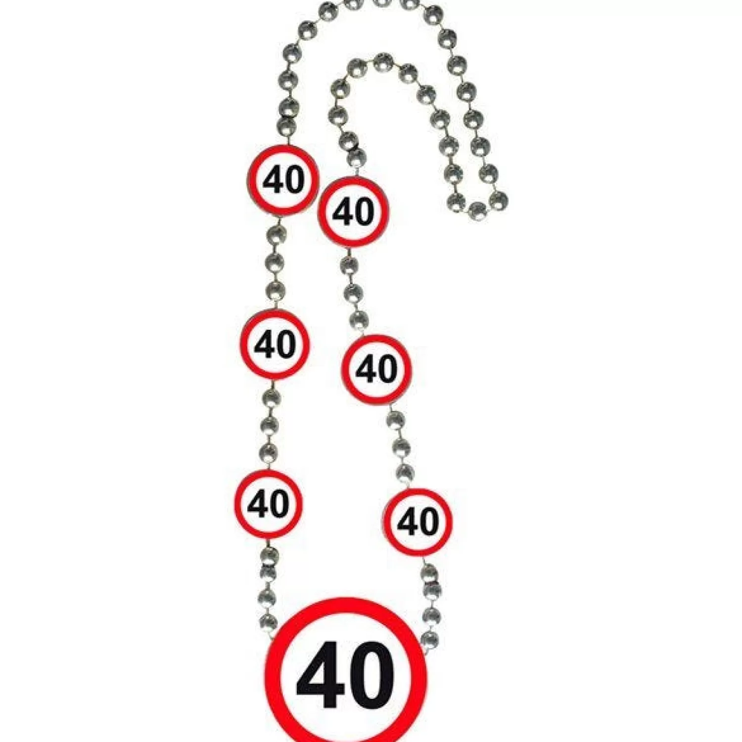 Hot Party Delights 40Th Birthday Traffic Sign Necklace - 42Cm