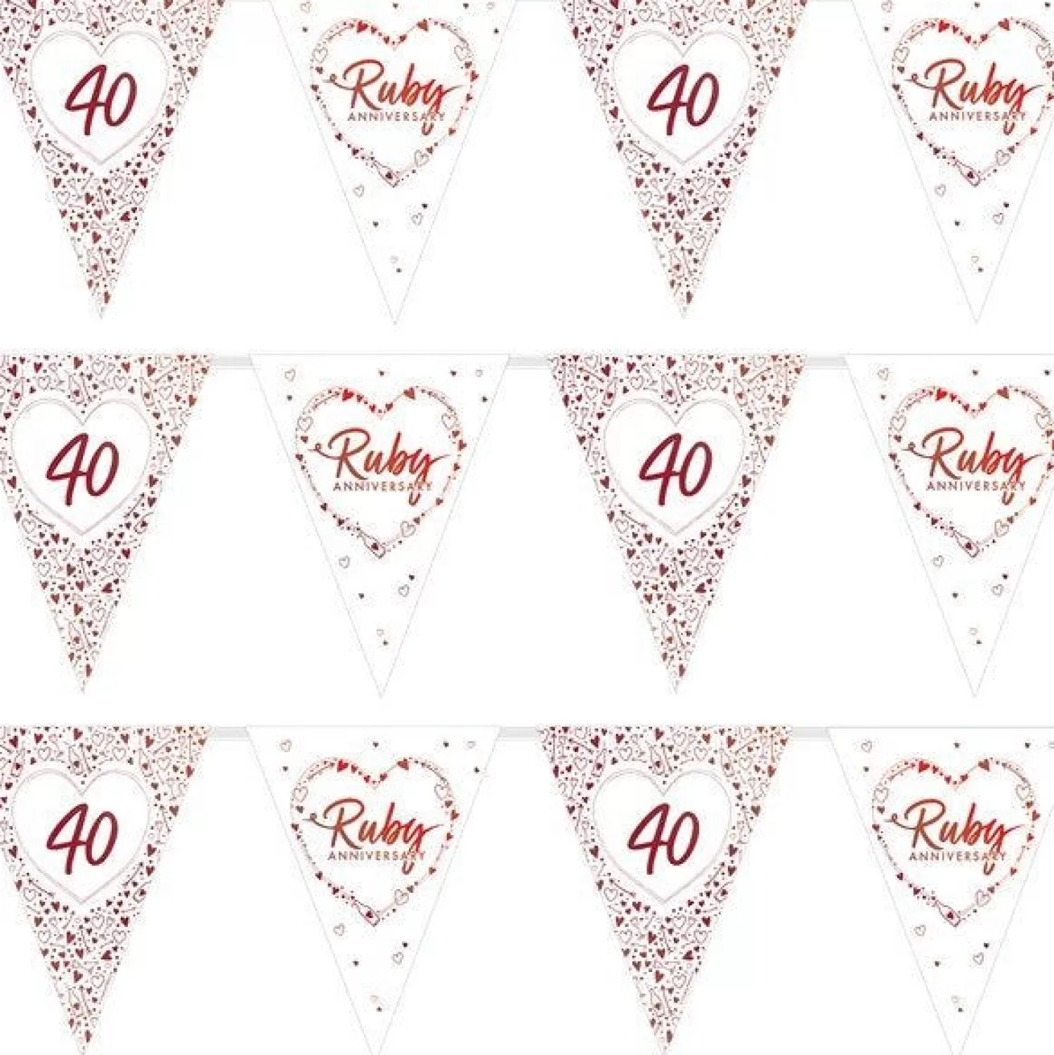 Shop Party Delights 40Th Ruby Wedding Anniversary Flag Bunting - 3.7M