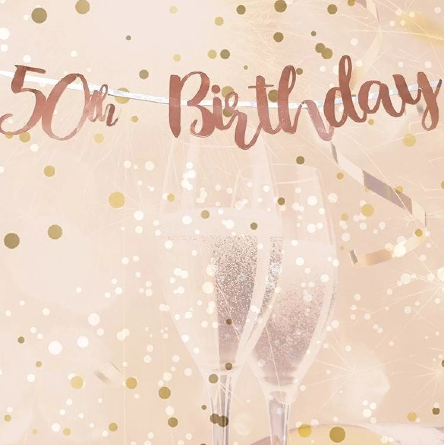 Online Party Delights 50Th Birthday Rose Gold Letter Banner - 1M