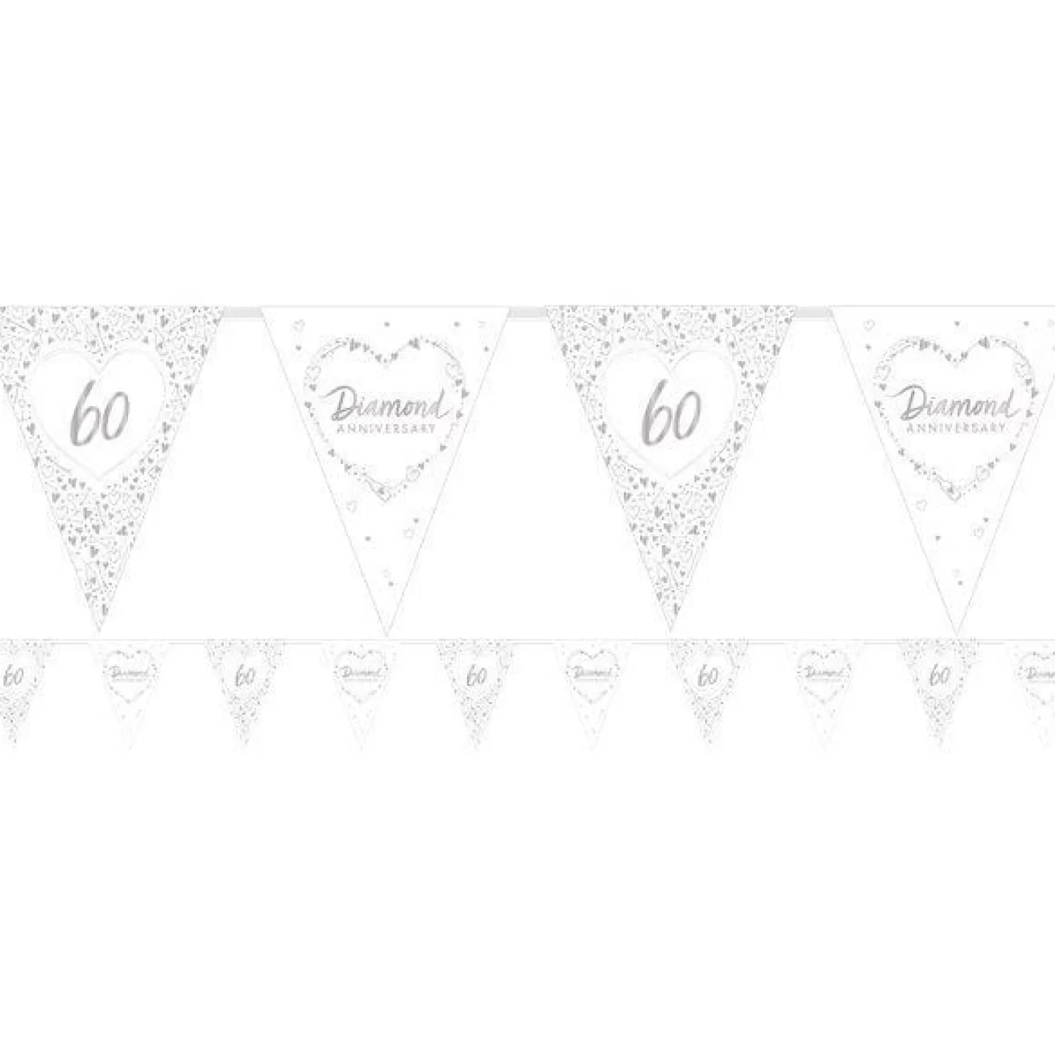 Flash Sale Party Delights 60Th Diamond Wedding Anniversary Flag Bunting - 3.7M