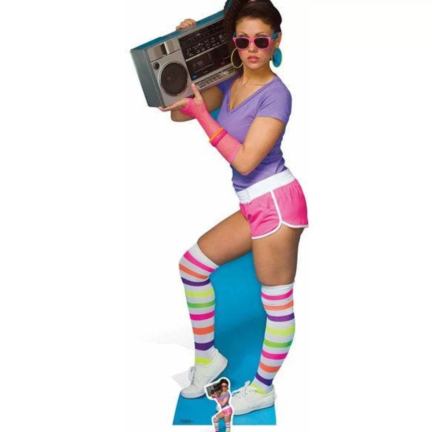 Cheap Party Delights 80's Neon Boombox Girl Cardboard Cutout - 177Cm X 73Cm