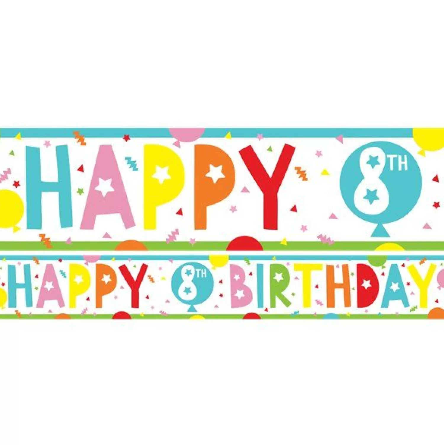 Online Party Delights 8Th Birthday Paper Banners - 1M (3Pk)