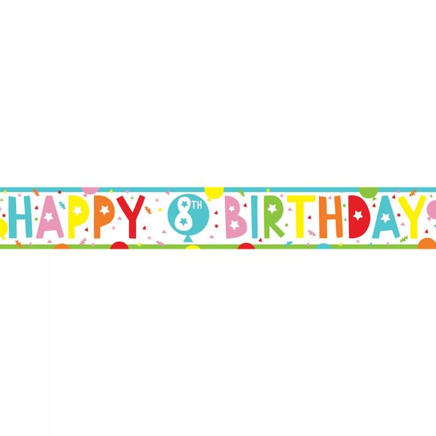 Online Party Delights 8Th Birthday Paper Banners - 1M (3Pk)