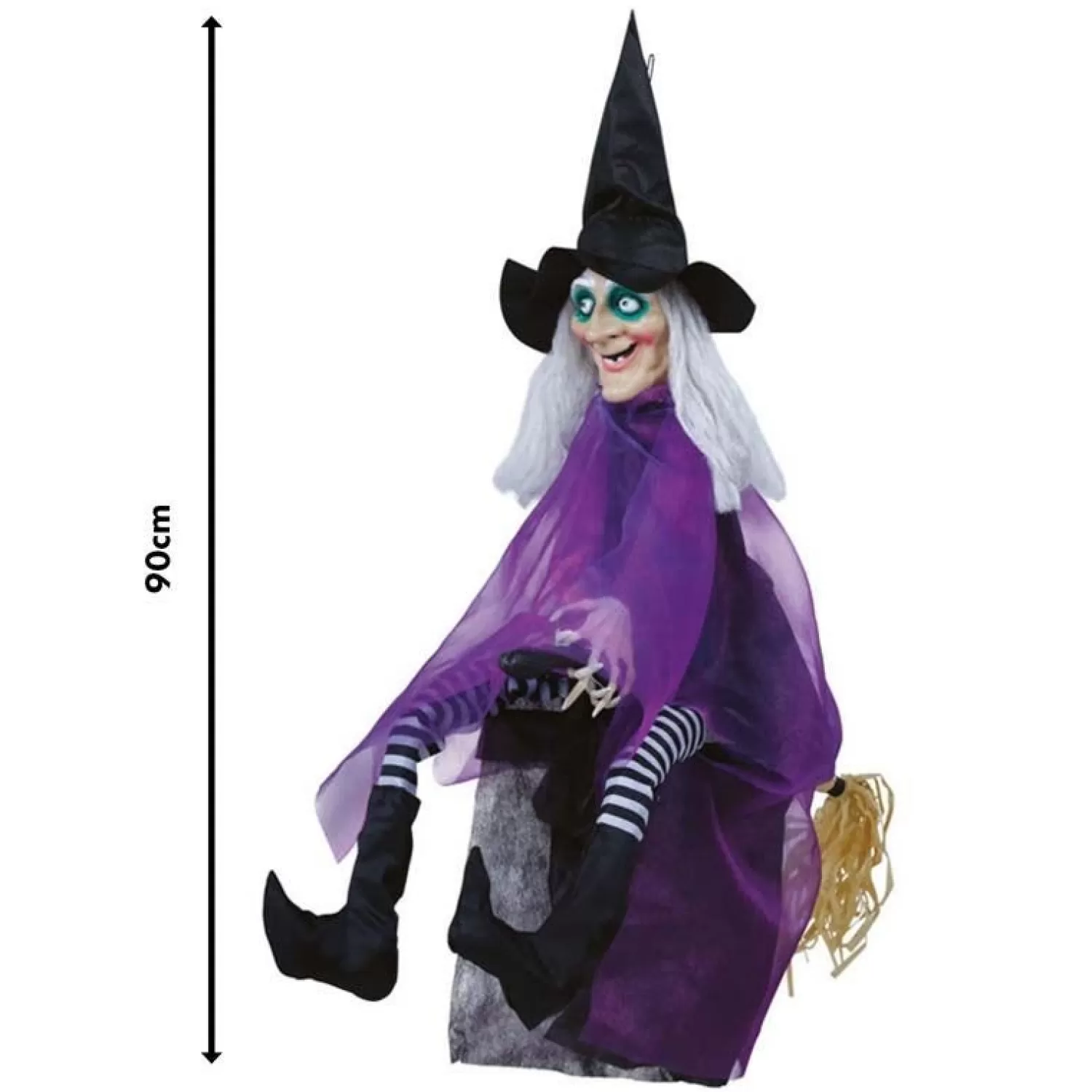 Animated Witch On A Broom - 90Cm<Party Delights Discount