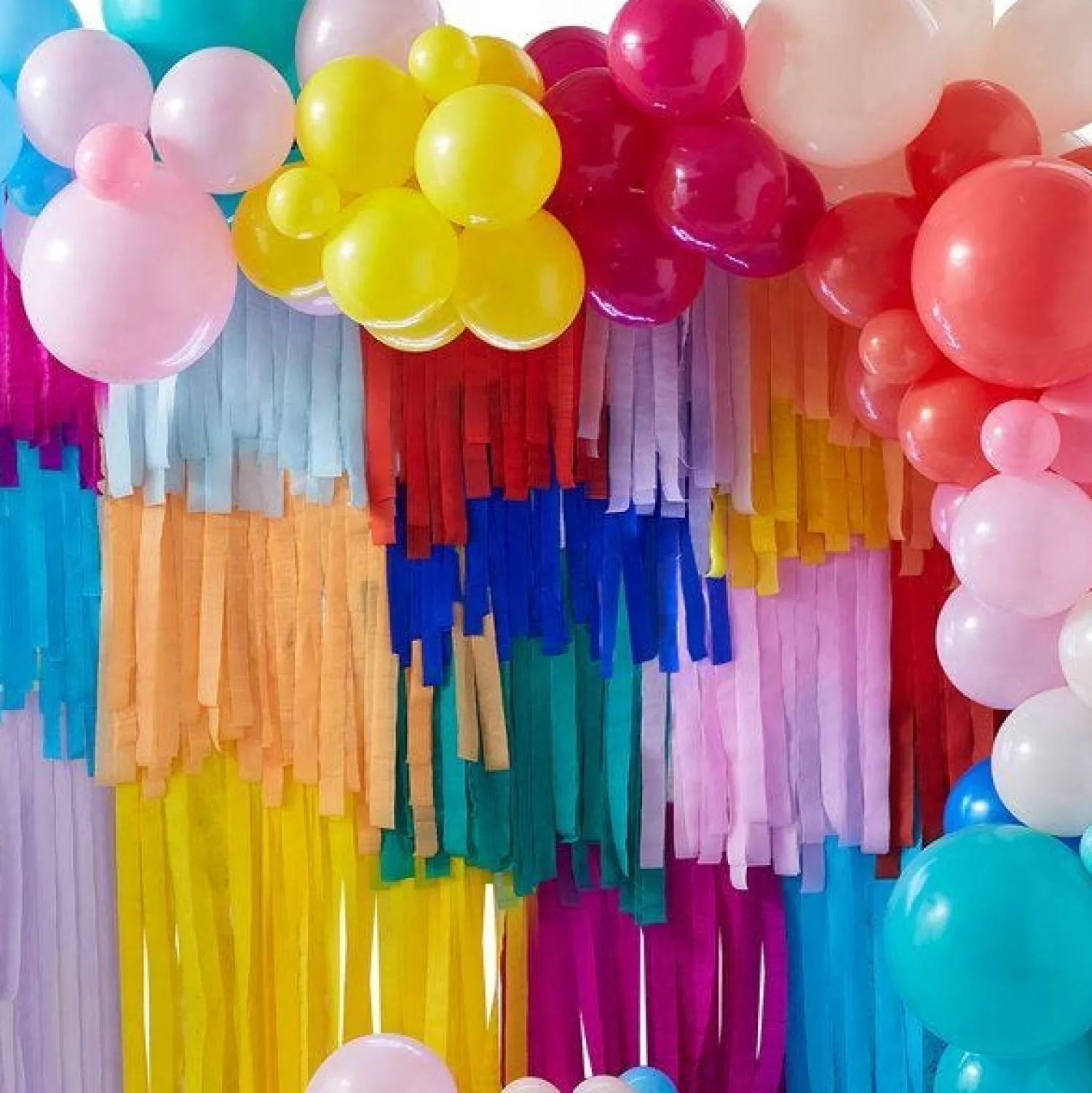 Store Party Delights Balloon And Streamer Brights Rainbow Party Backdrop