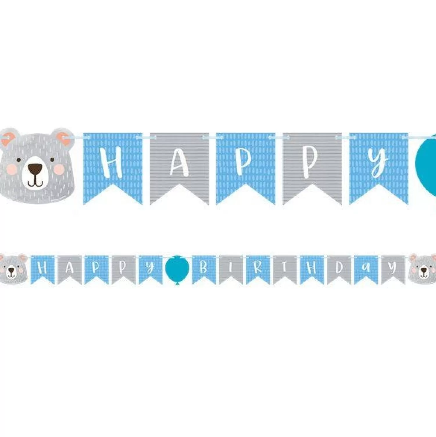 Shop Party Delights Birthday Bear Ribbon Banner With 1St Birthday Stickers - 1.9M