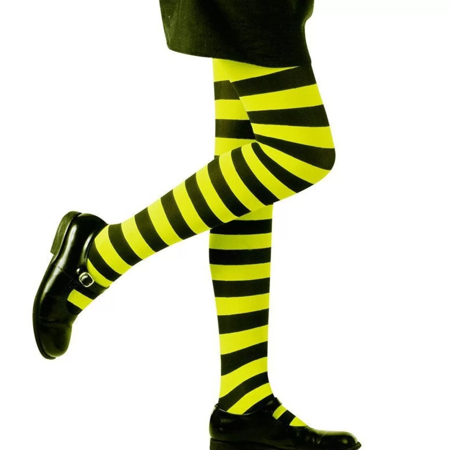 Black & Green Striped Tights - Child 7-10 Years<Party Delights Online