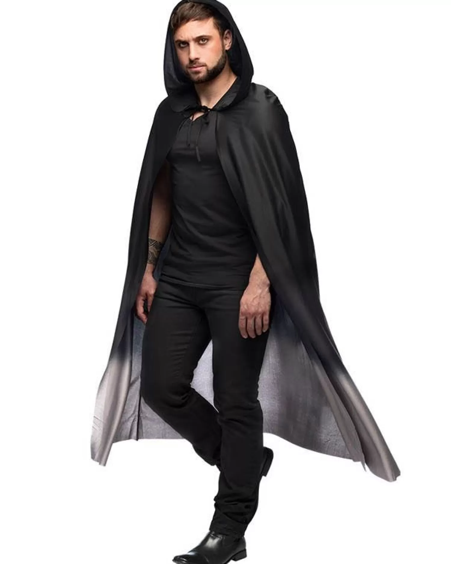 Black & Grey Cape - 170Cm<Party Delights New