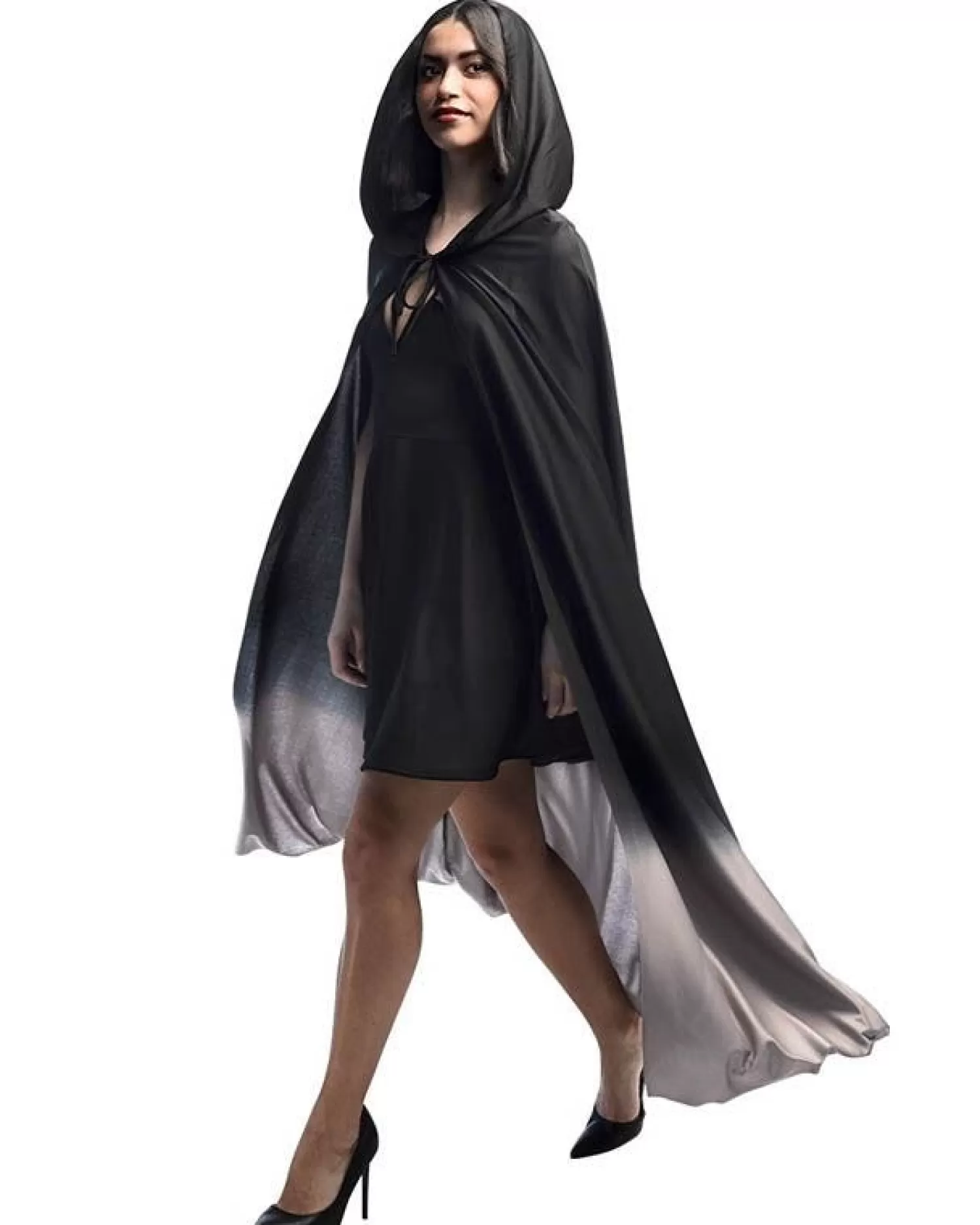 Black & Grey Cape - 170Cm<Party Delights New