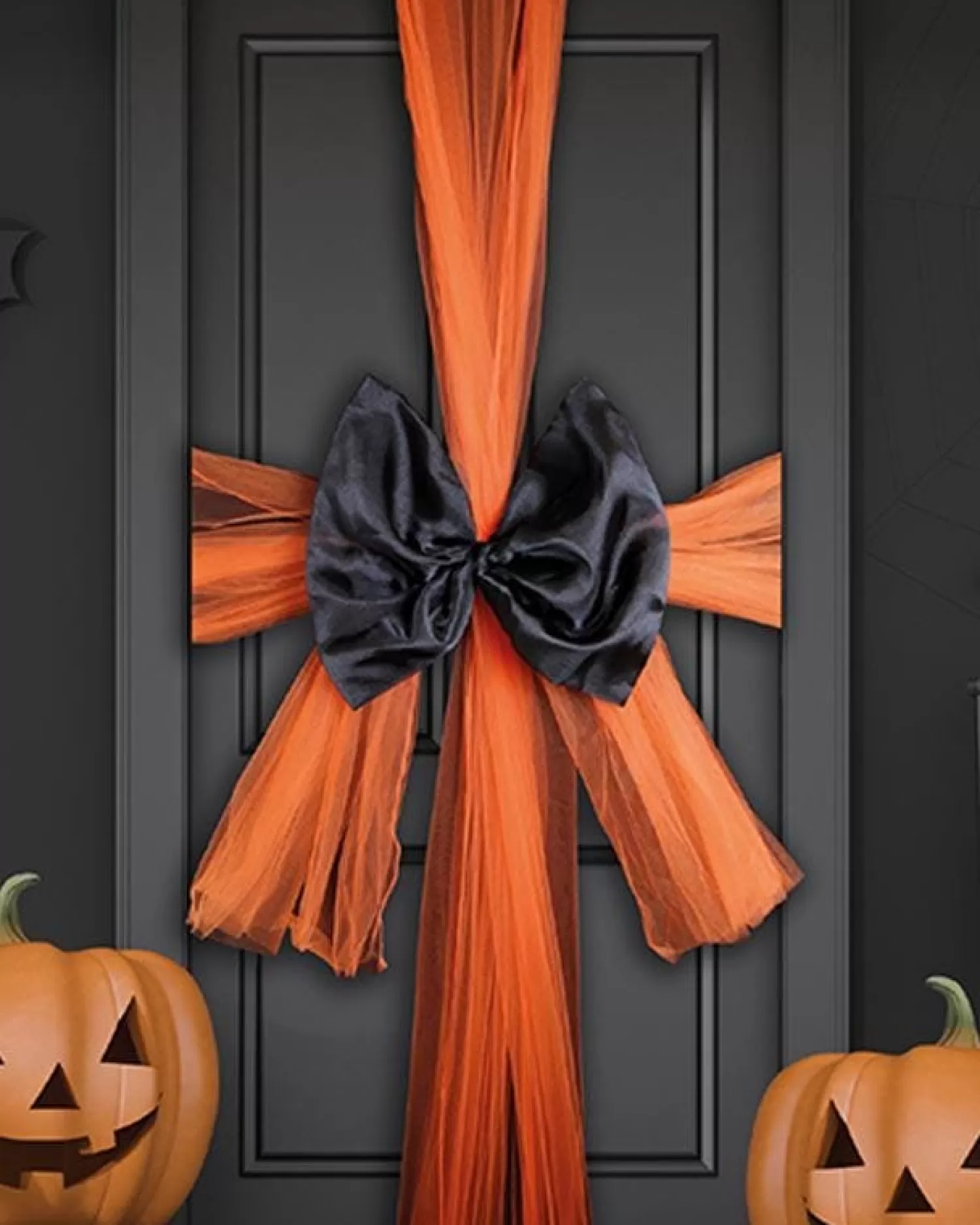 Black & Orange Chiffon Door Bow<Party Delights Cheap