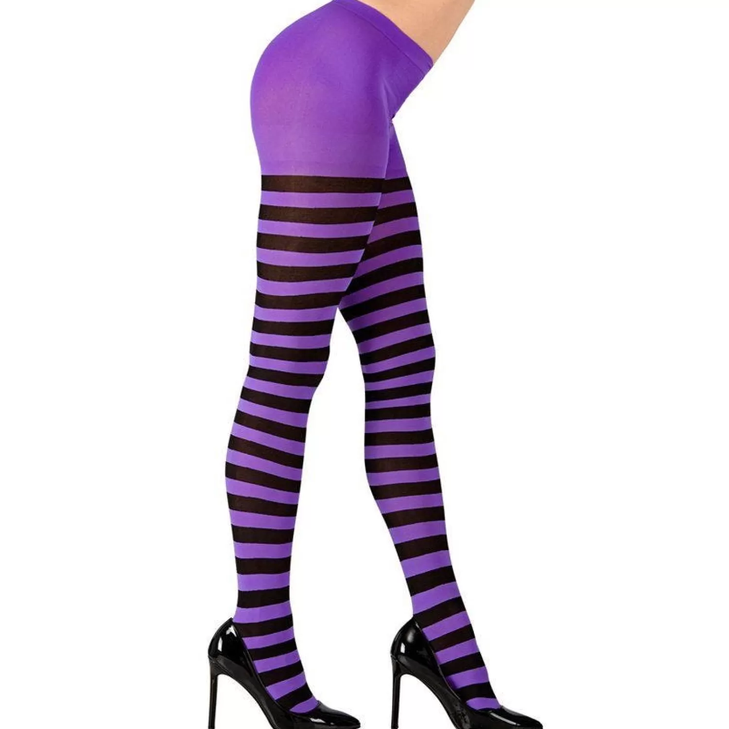 Black & Purple Striped Tights - Adult One Size<Party Delights Flash Sale