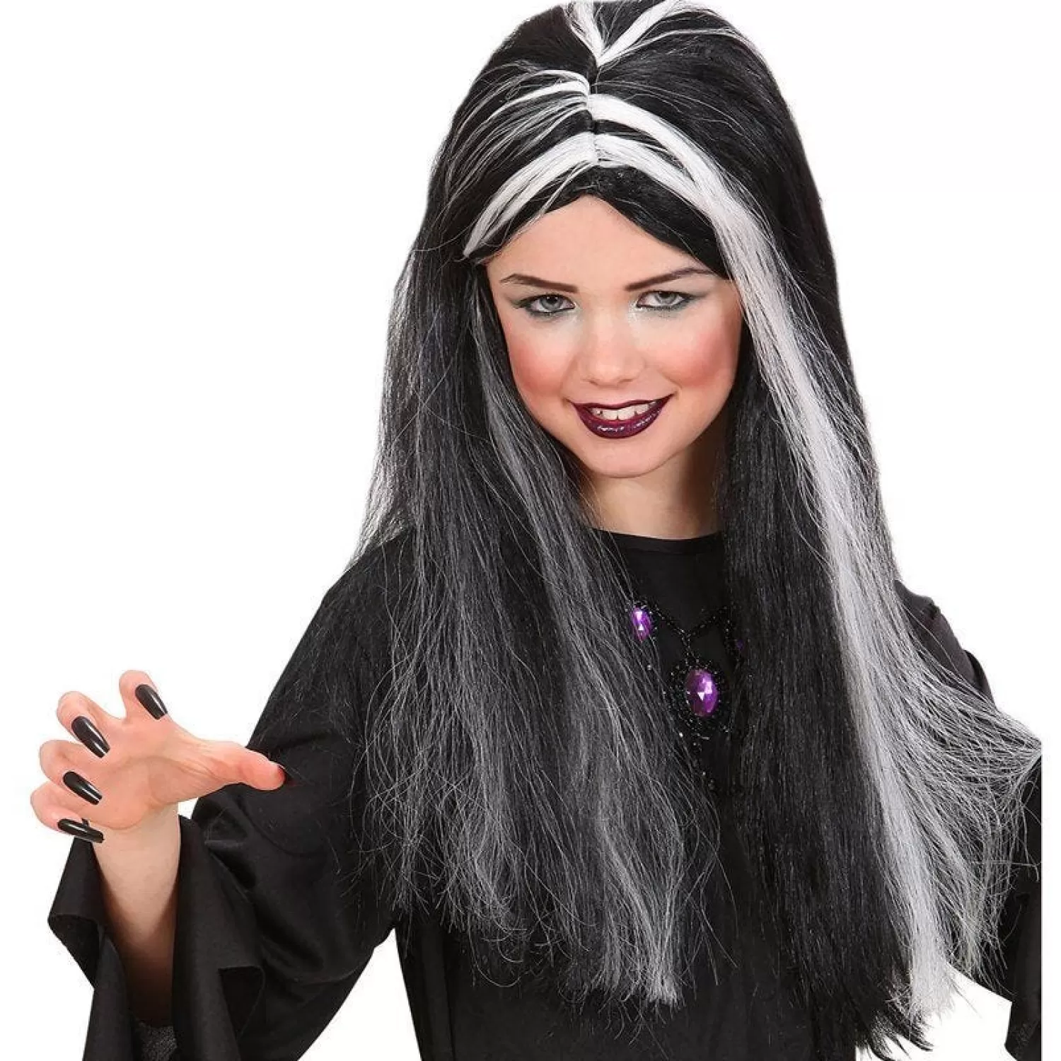 Discount Party Delights Black & White - Glow In The Dark Wig - Child