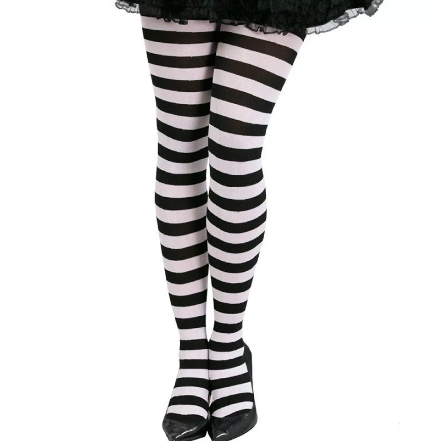 Black & White Striped Tights - Adult One Size<Party Delights Online