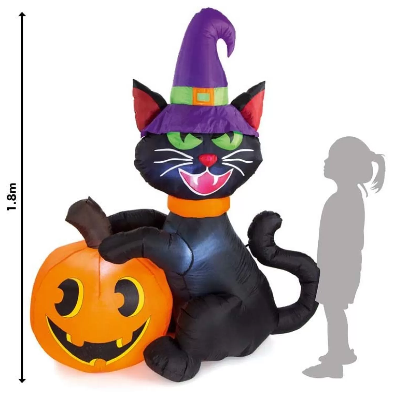 Black Cat & Pumpkin Inflatable - 1.8M<Party Delights Store