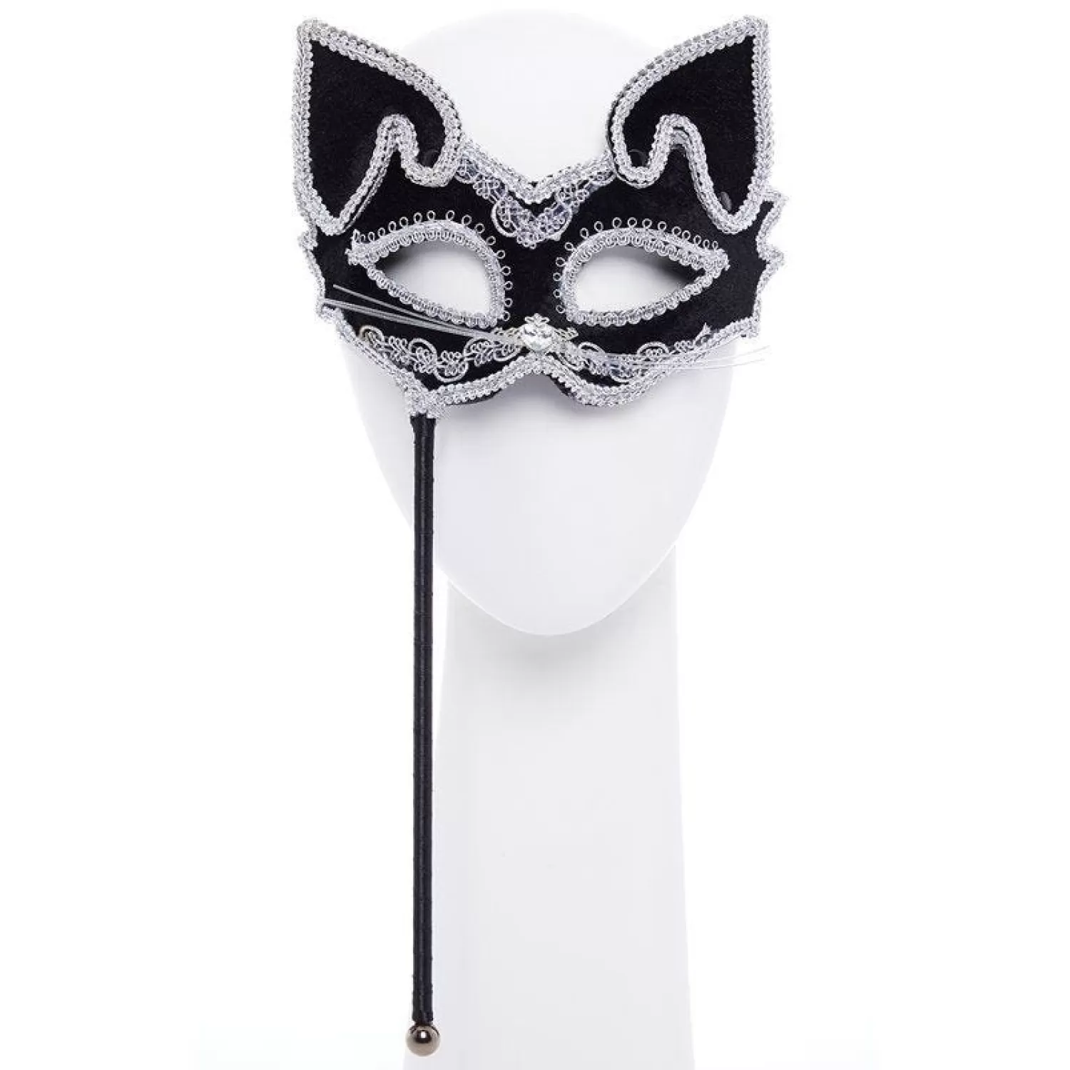 New Party Delights Black Cat Masquerade Mask On Stick