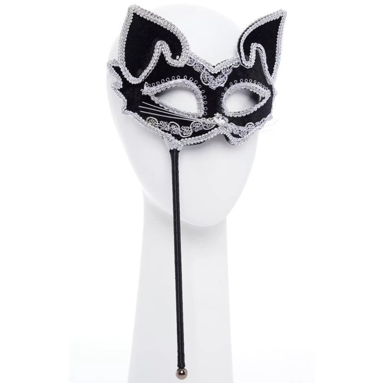 New Party Delights Black Cat Masquerade Mask On Stick