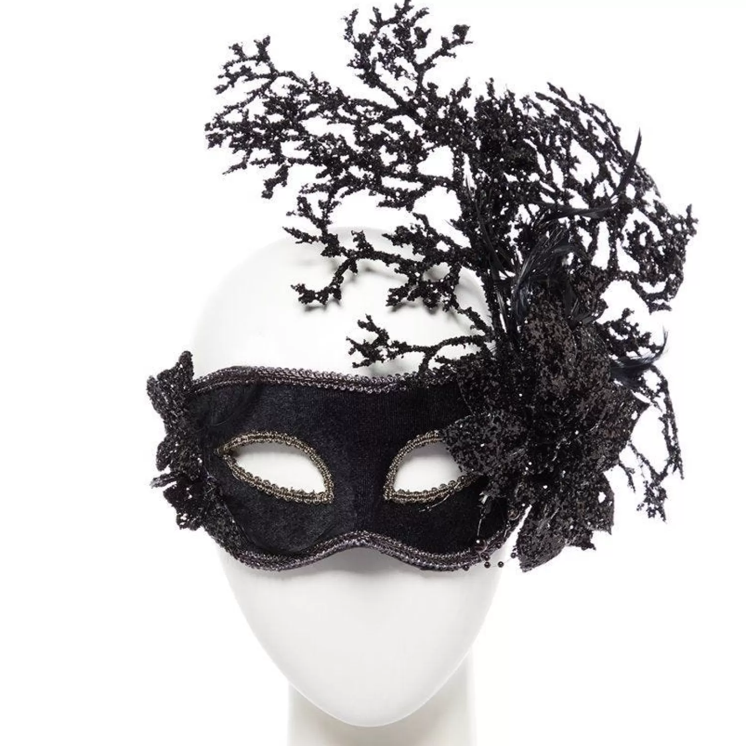 Cheap Party Delights Black Floral Masquerade Mask