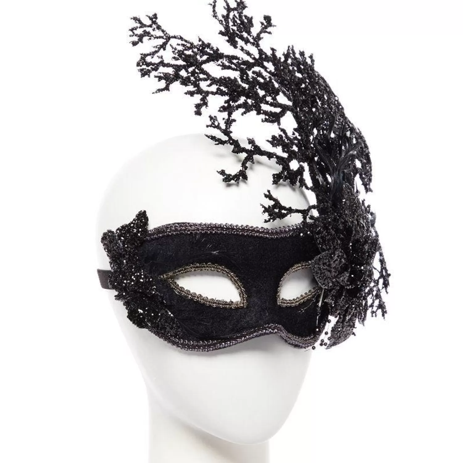 Cheap Party Delights Black Floral Masquerade Mask