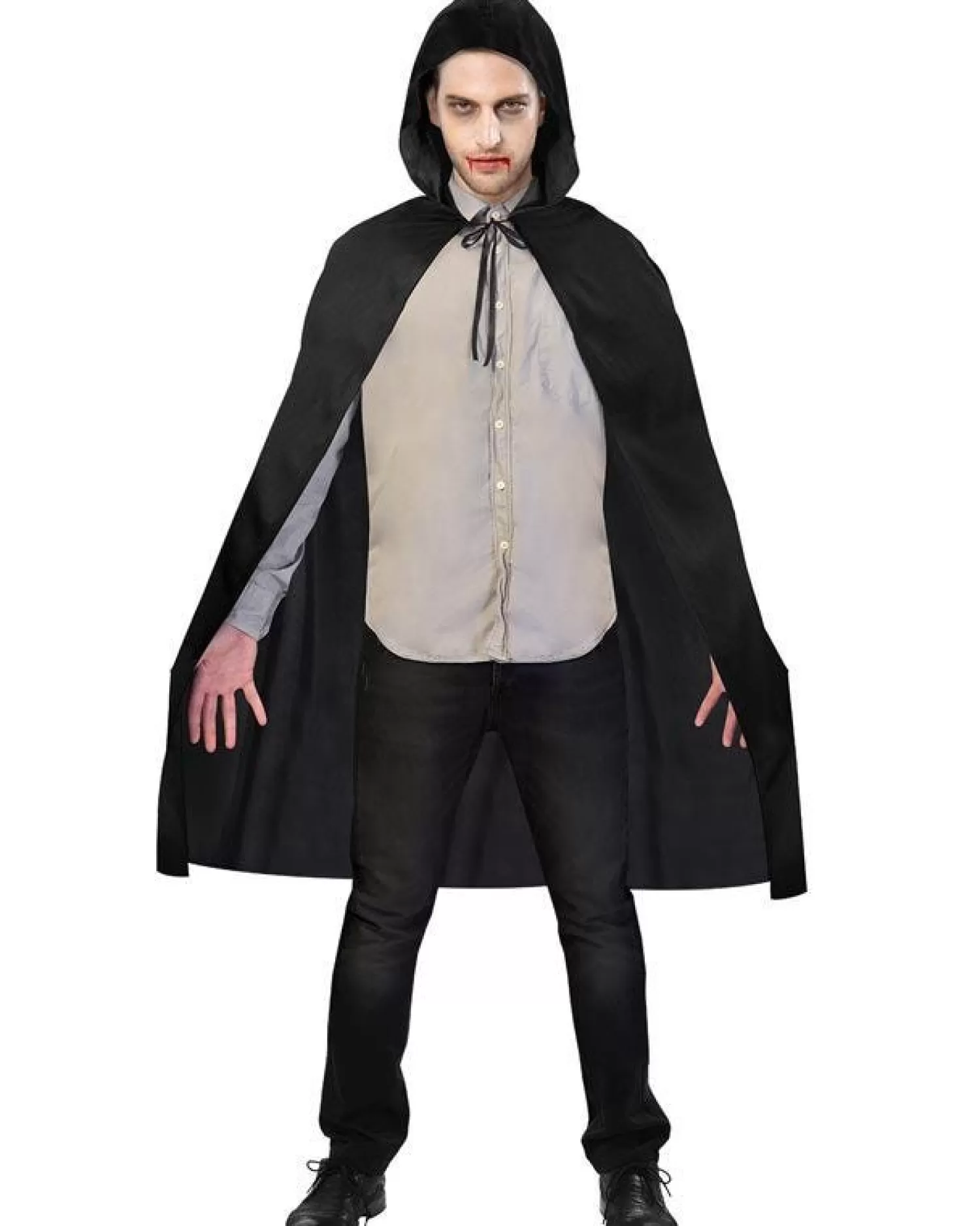 Black Hooded Cape - Adult Costume<Party Delights Clearance