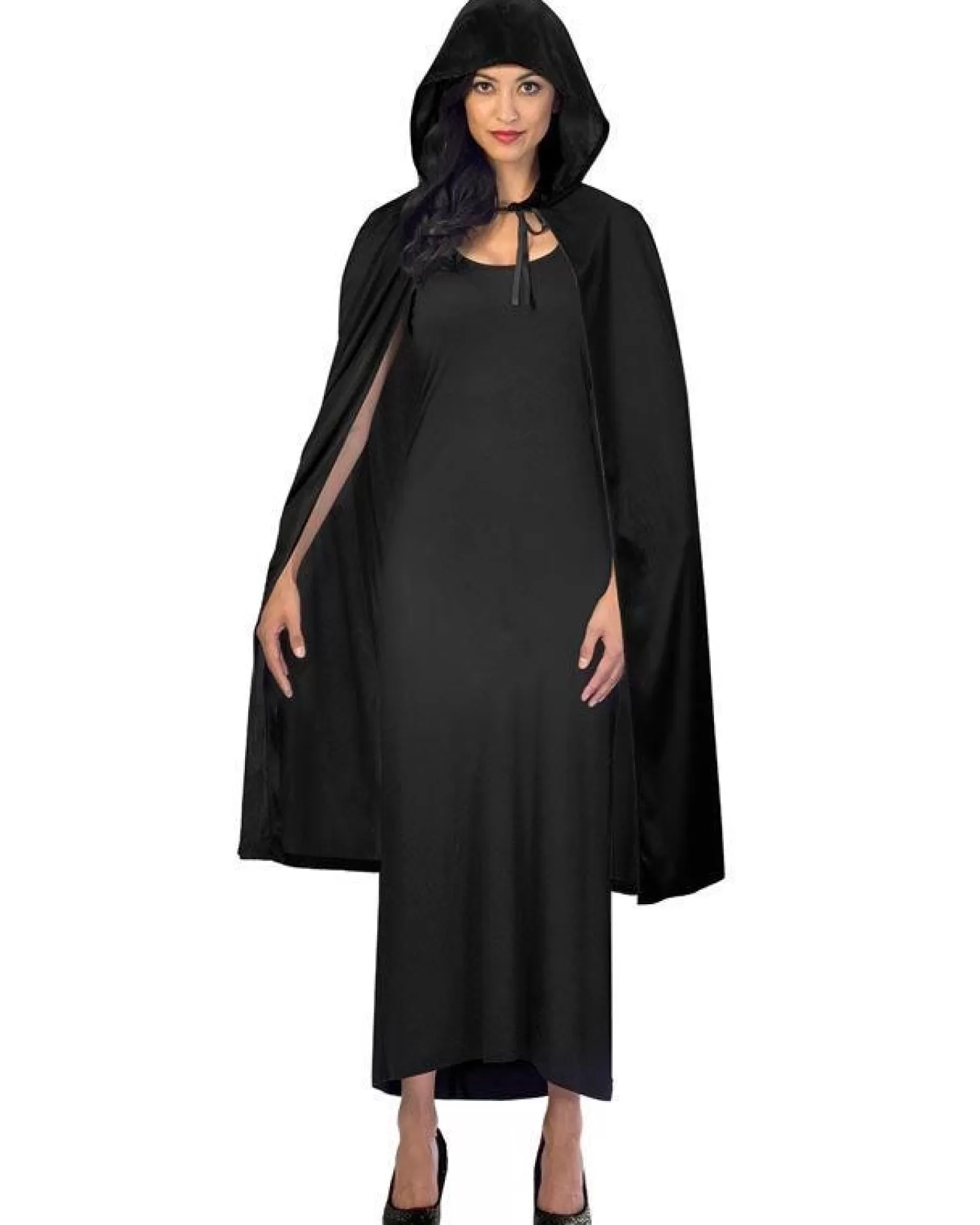 Black Hooded Cape - Adult Costume<Party Delights Clearance