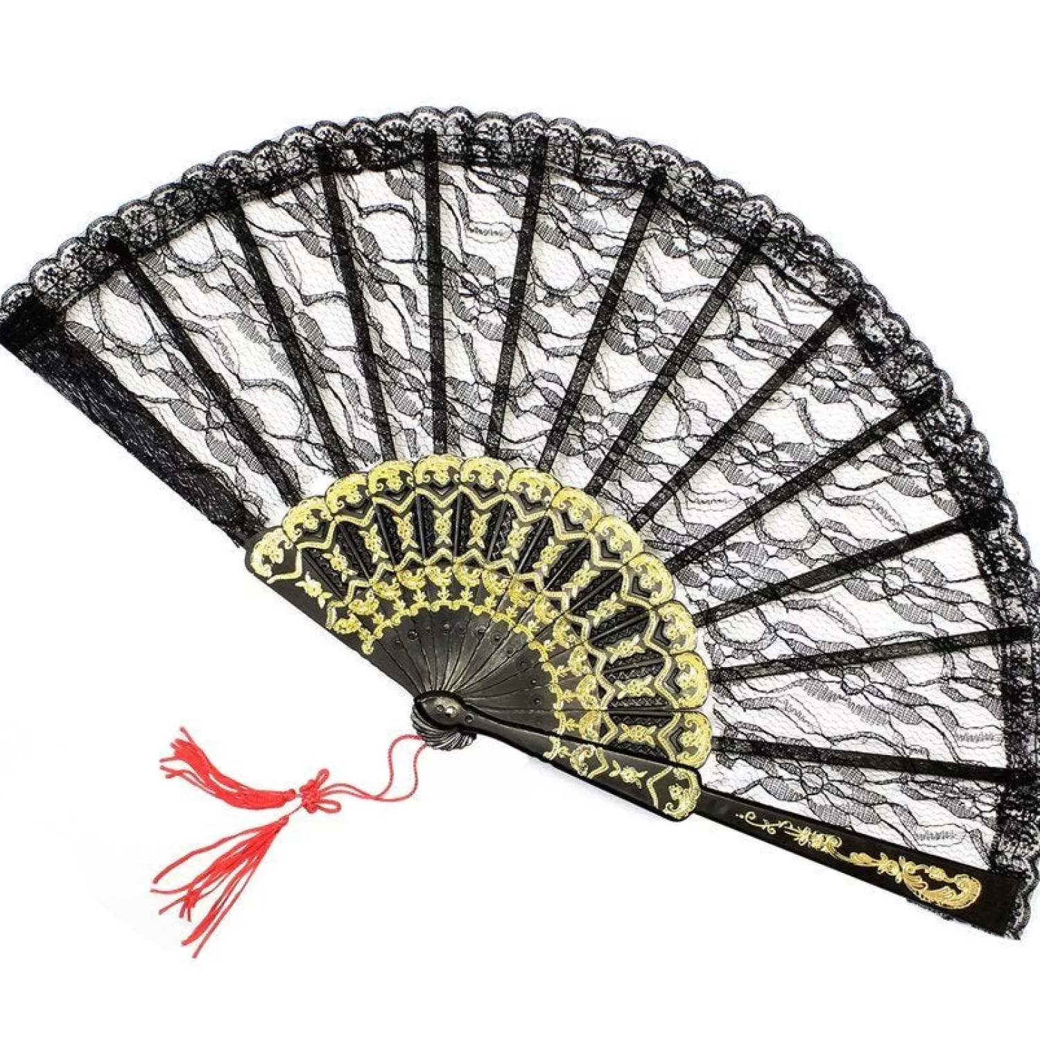 Cheap Party Delights Black Lace Fan - 24Cm