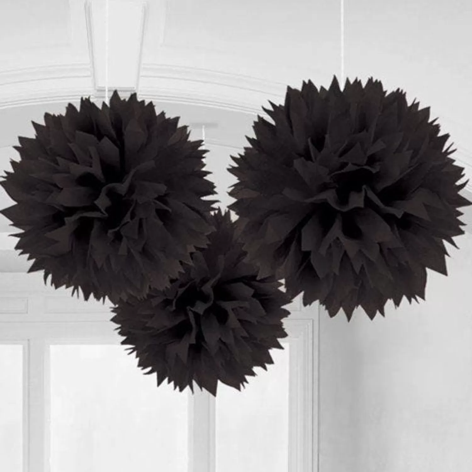 Discount Party Delights Black Pom Pom Decorations - 40Cm (3Pk)