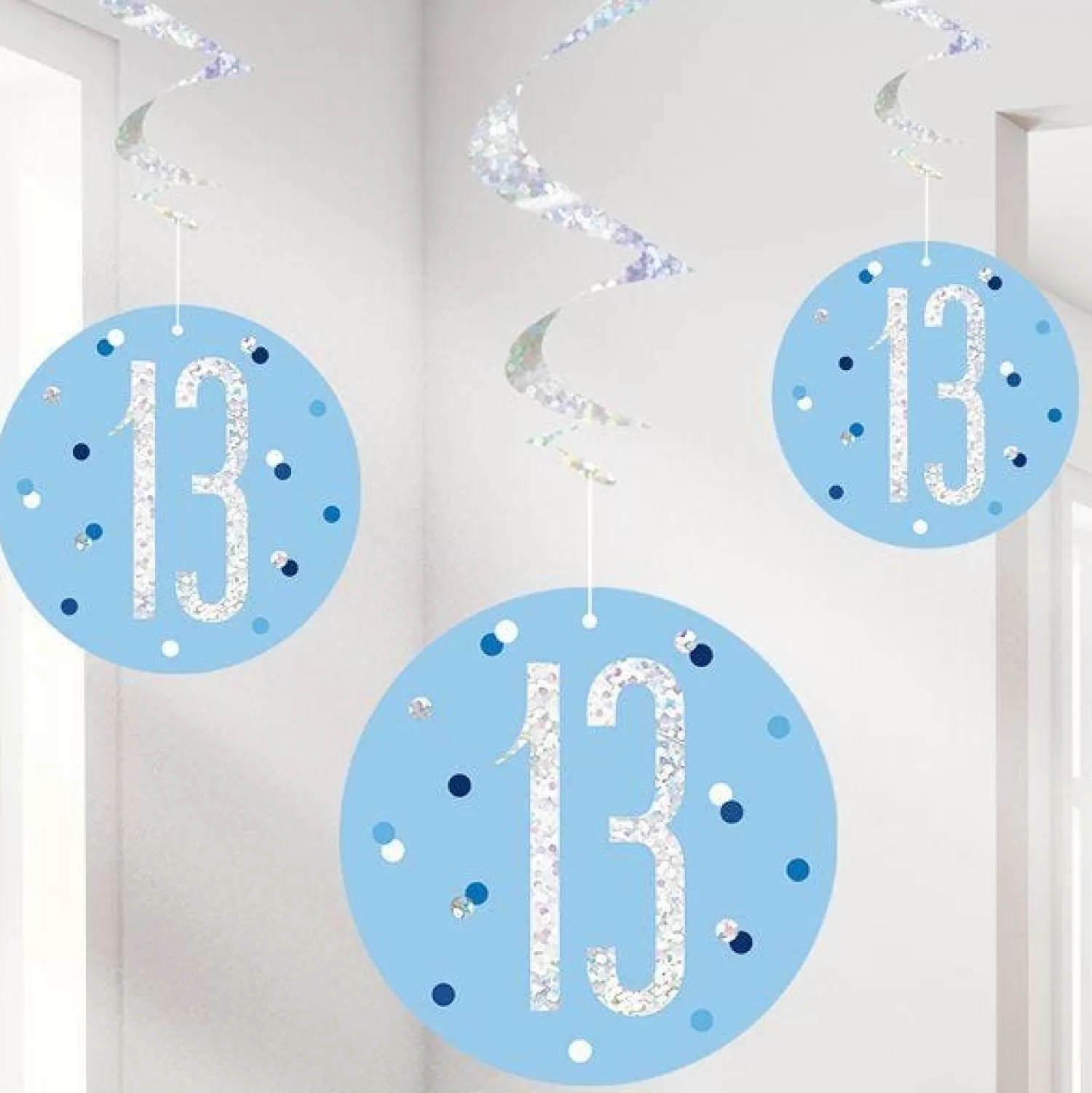 Fashion Party Delights Blue 13Th Birthday Hanging Swirls - 80Cm (6Pk)