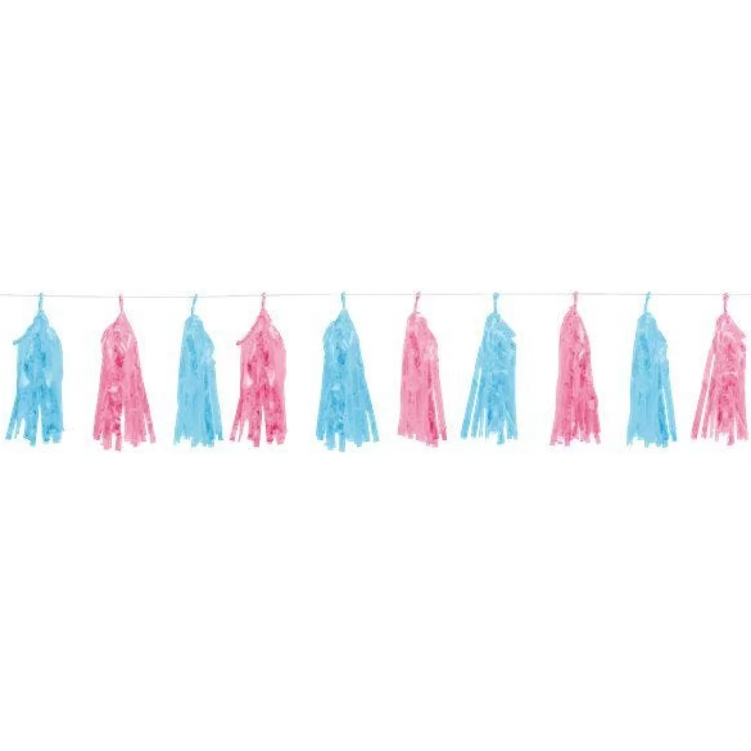 Outlet Party Delights Blue & Pink Gender Reveal Foil Tassel Garland - 1.5M