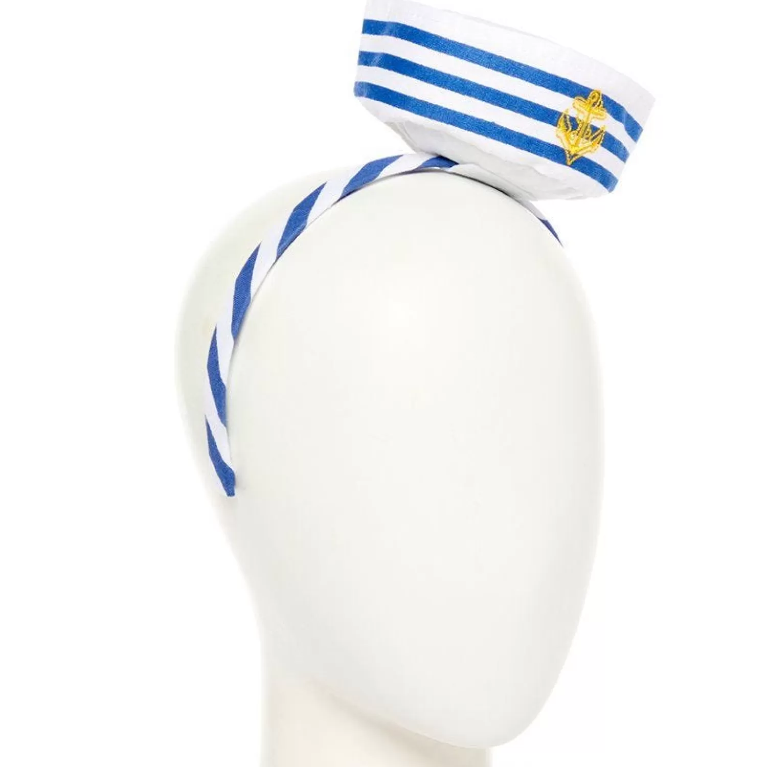 Cheap Party Delights Blue & White Mini Sailor Hat Headband