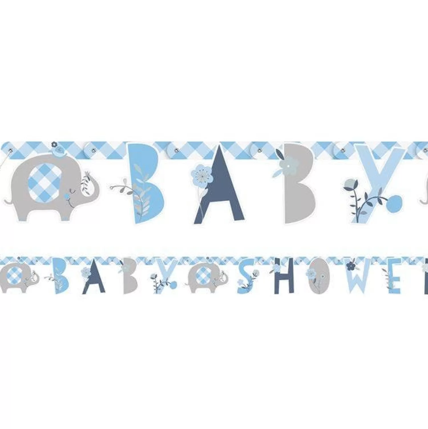 Clearance Party Delights Blue Floral Elephant Baby Shower Banner - 1.6M