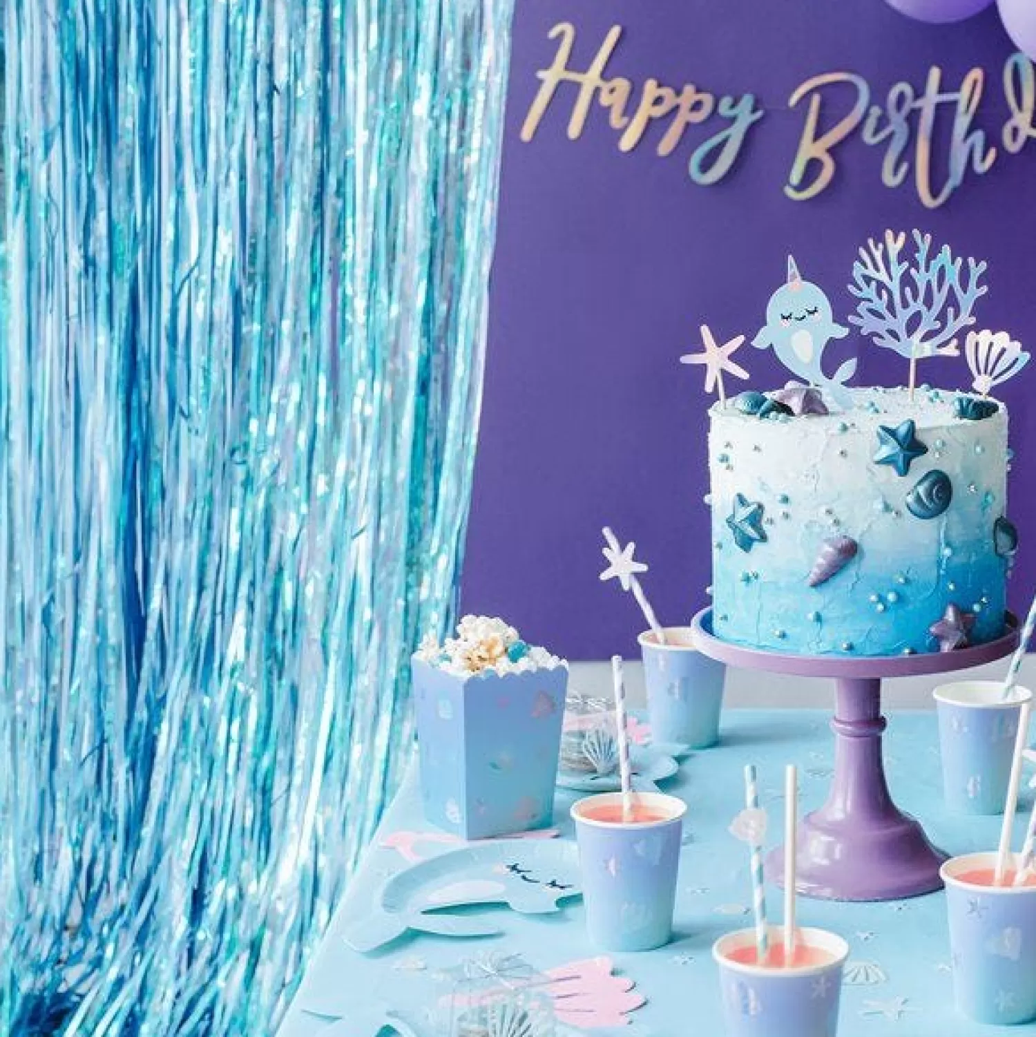 Cheap Party Delights Blue Foil Curtain - 2.5M