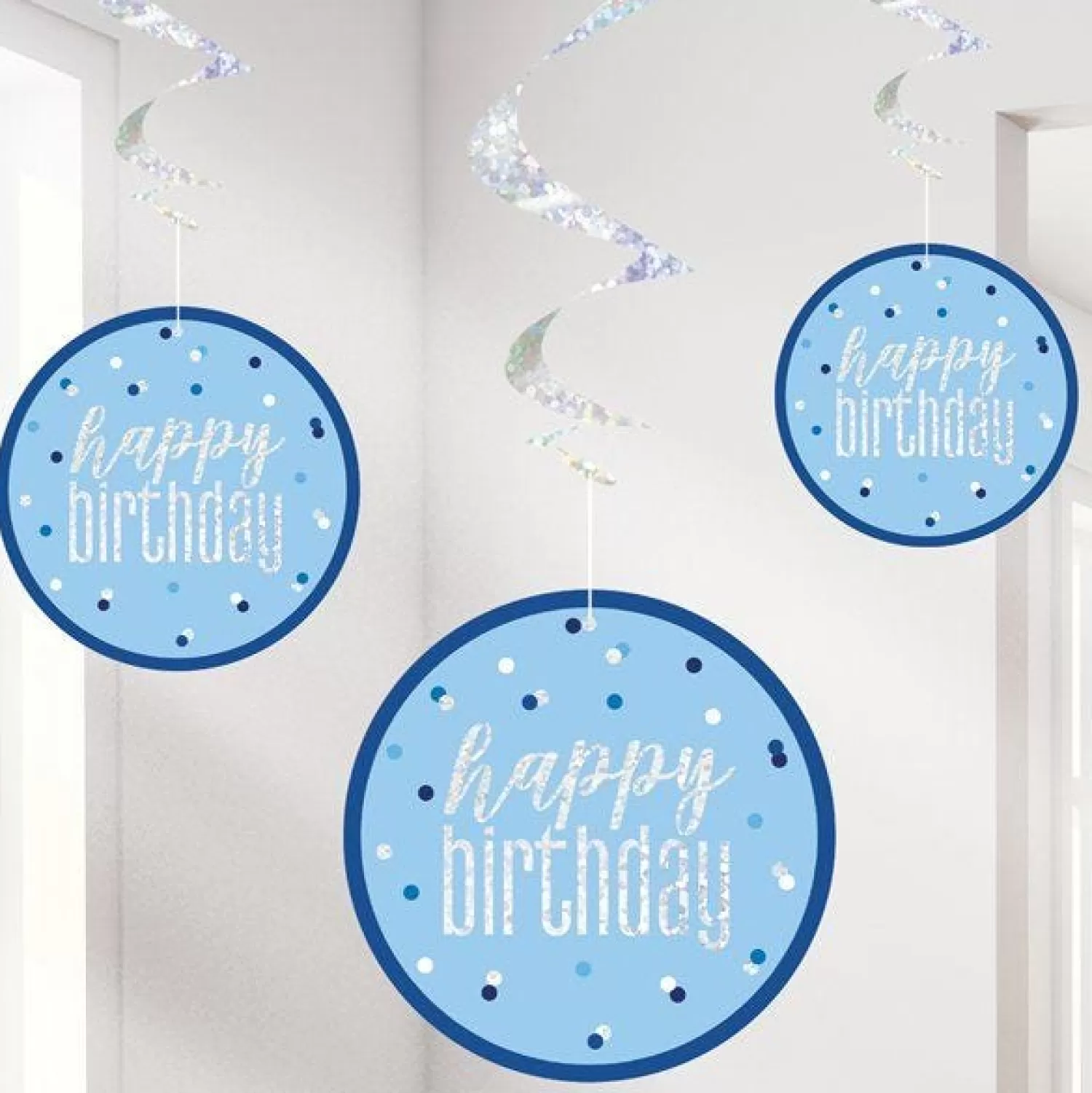 Flash Sale Party Delights Blue 'Happy Birthday' Hanging Swirls - 80Cm