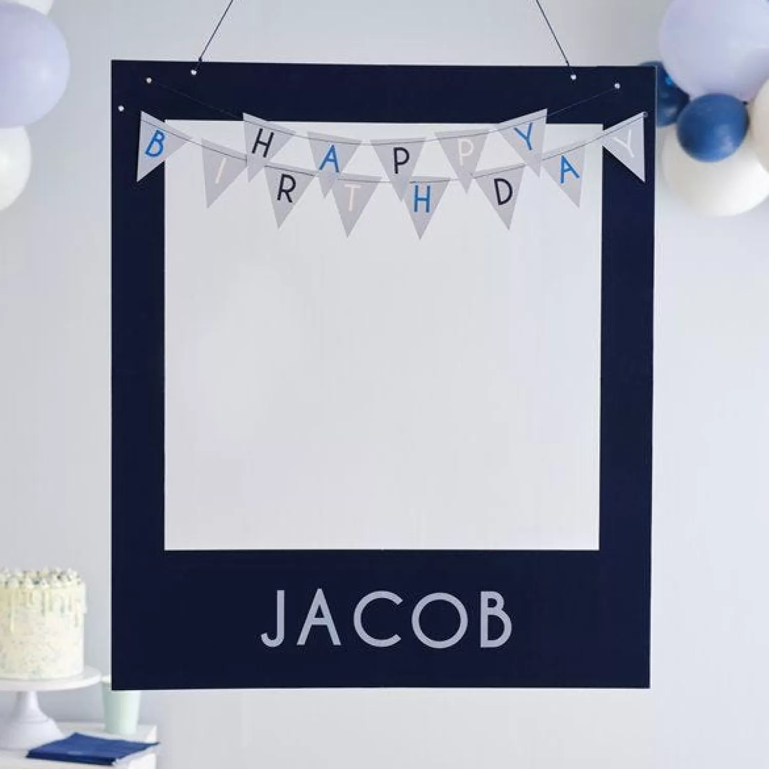 Hot Party Delights Blue Happy Birthday Personalisable Photobooth Frame