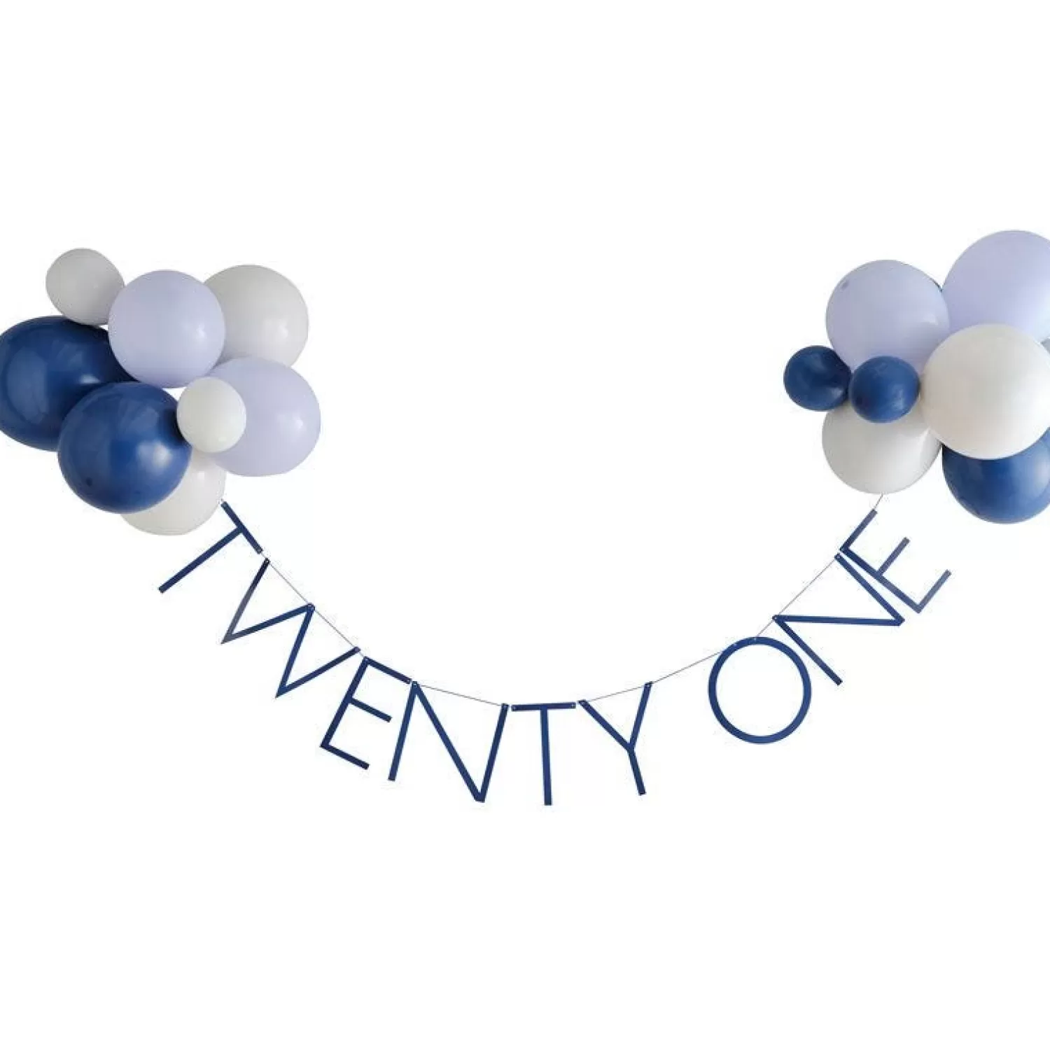 Shop Party Delights Blue Twenty One Paper Banner With Latex Balloons - 1.5M