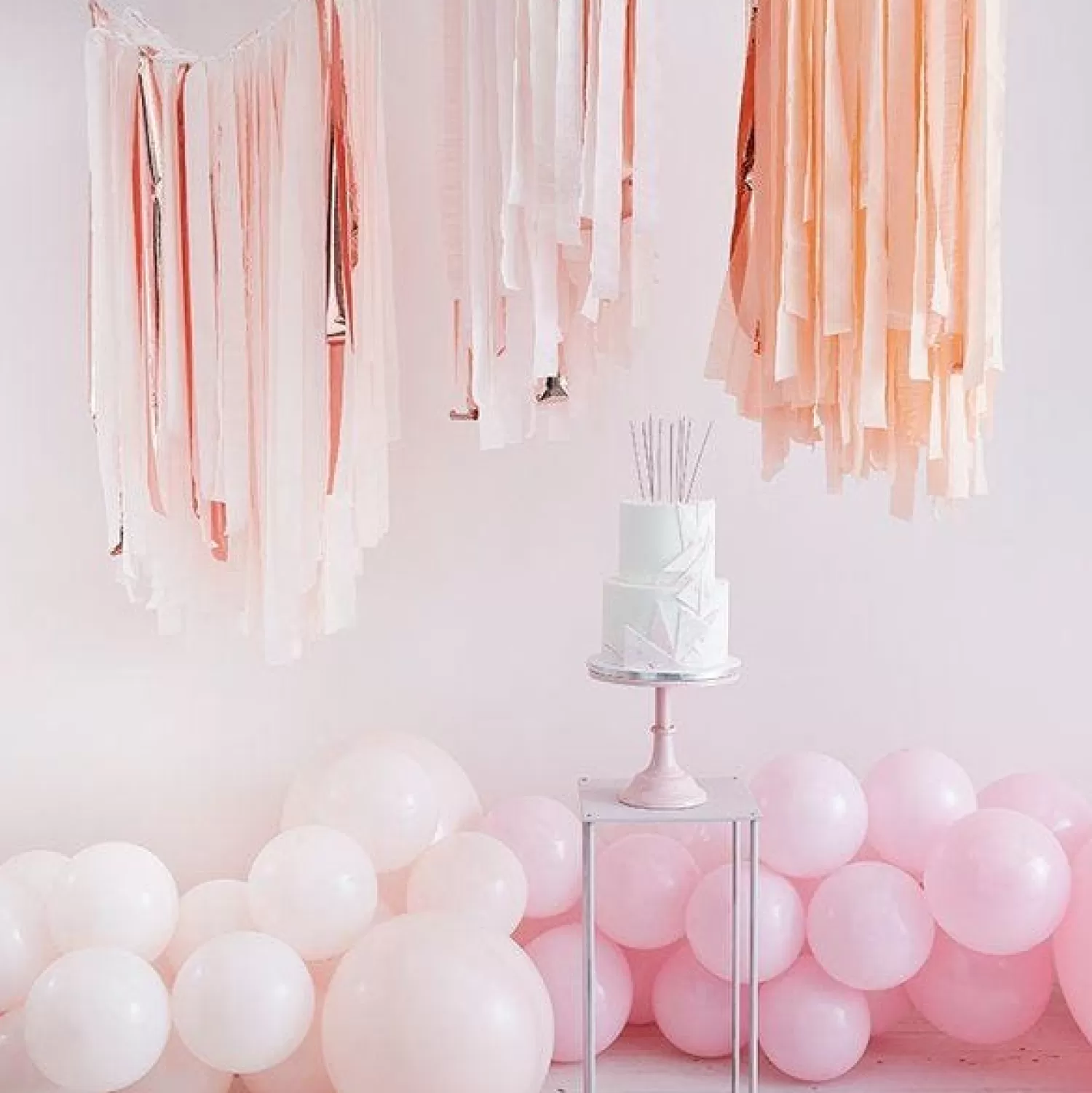 Shop Party Delights Blush & Rose Gold Streamer Ceiling Decoration