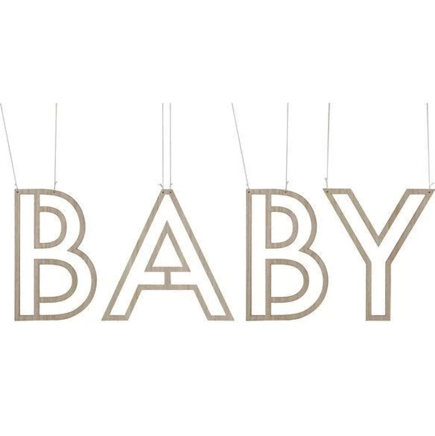 Clearance Party Delights Botanical 'Baby' Wooden Hanging Decoration