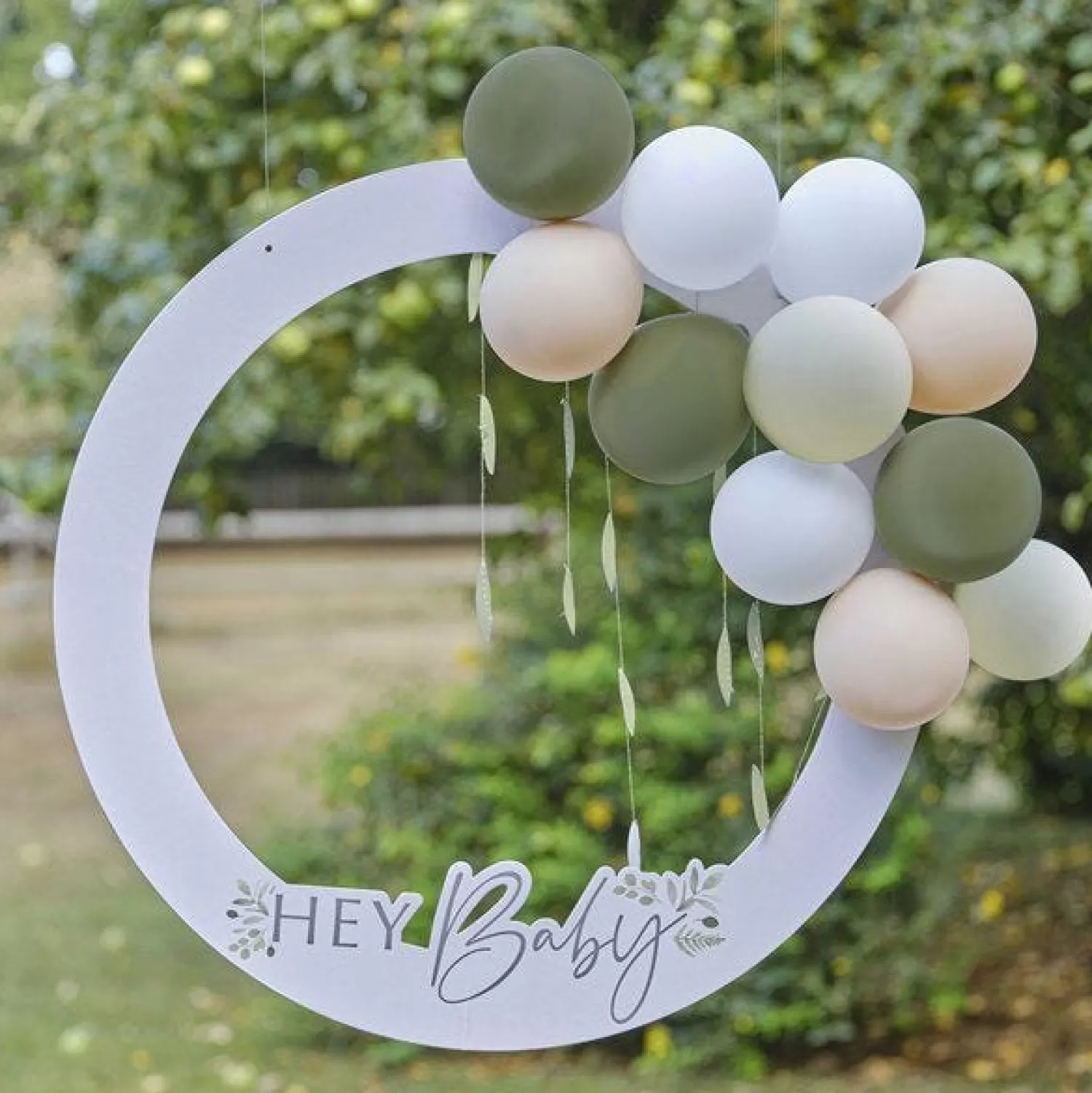 Online Party Delights Botanical 'Hey Baby' Photo Booth Frame With Balloons