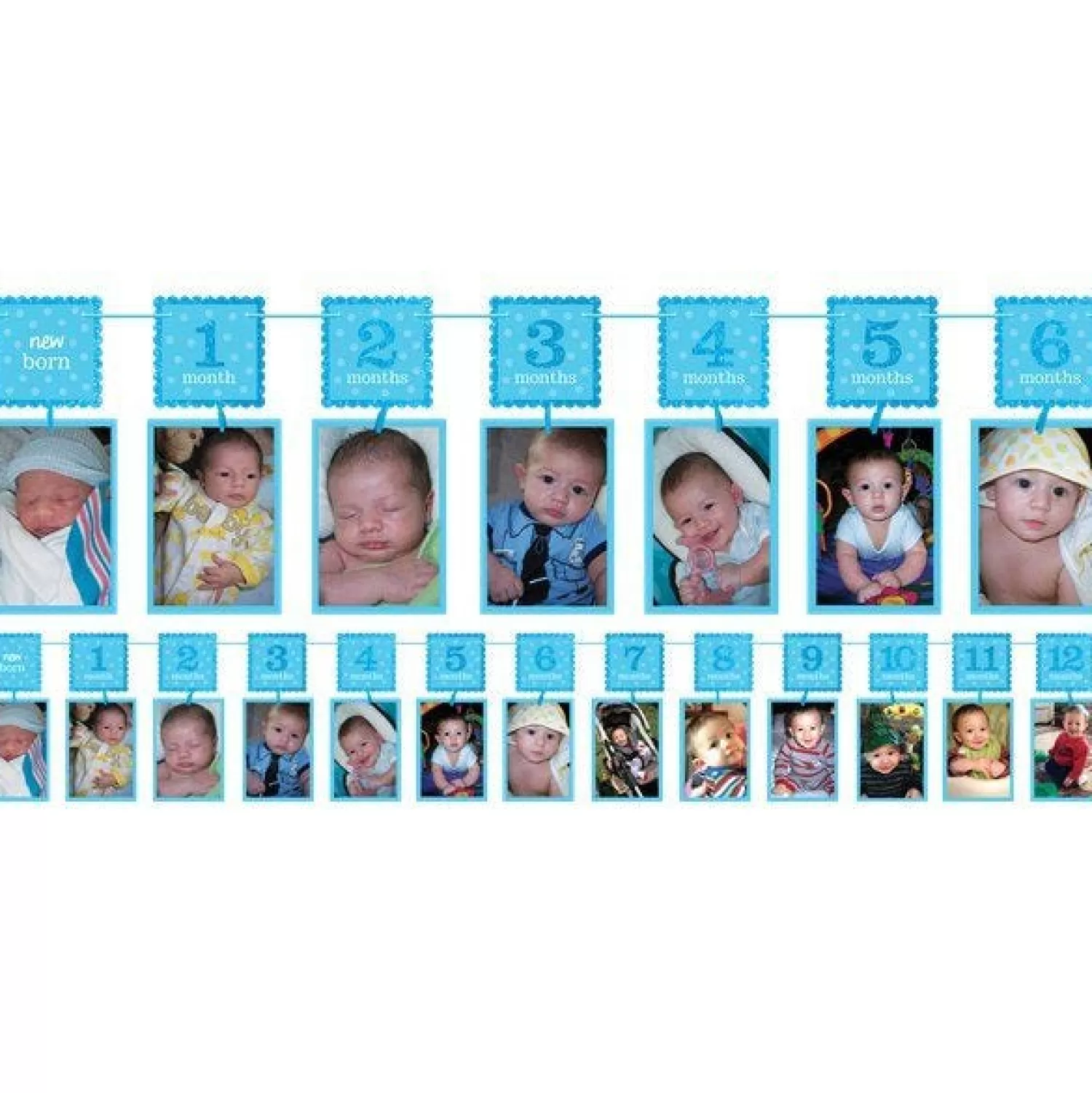 Shop Party Delights Boy's 1St Birthday Blue Glitter Garland Photo Holder - 3.7M