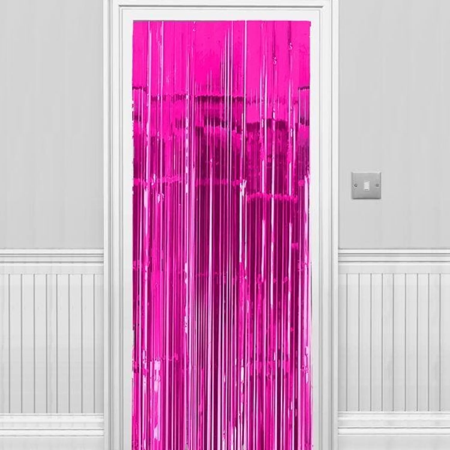 Hot Party Delights Bright Pink Foil Curtain - 2.4M