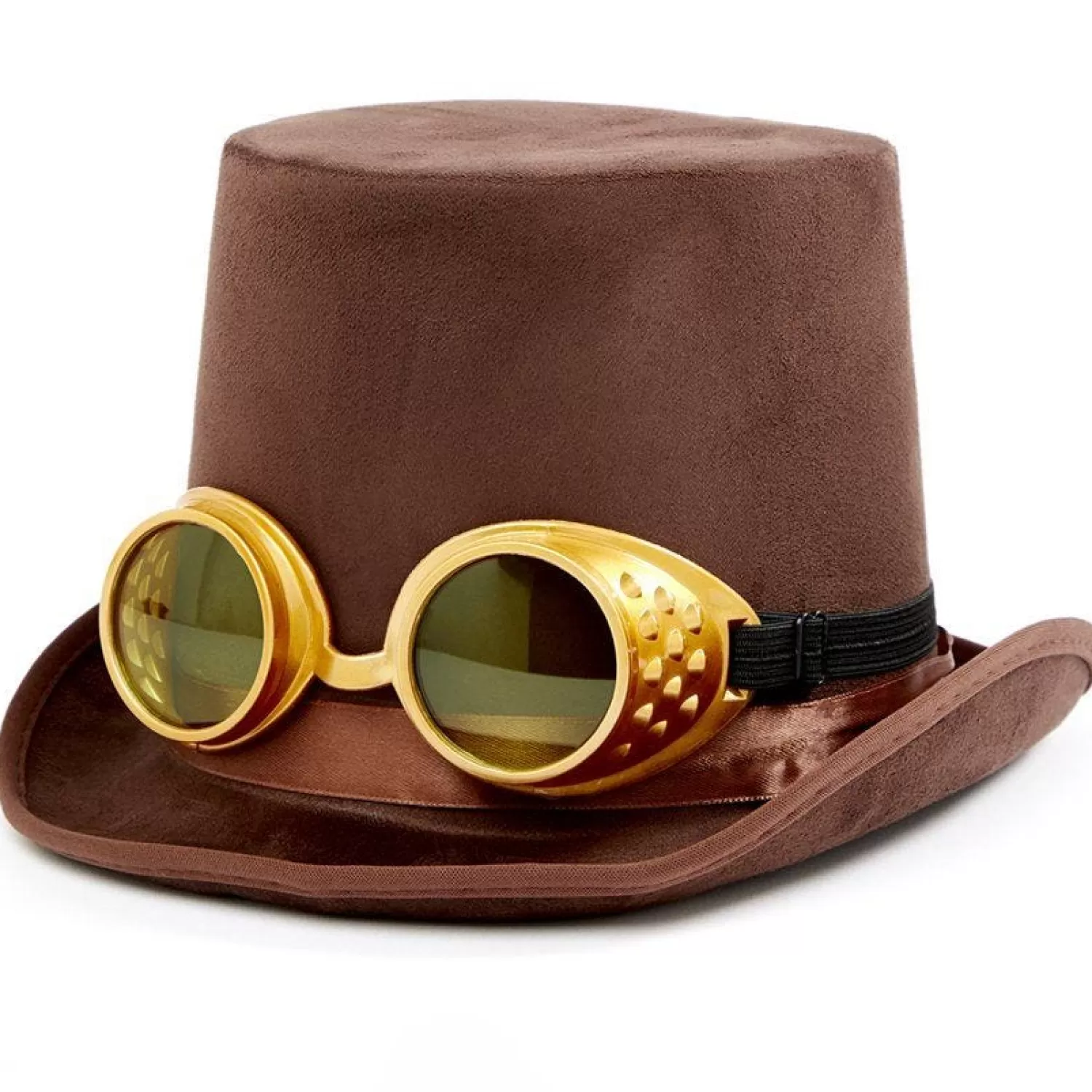 Store Party Delights Brown Steampunk Top Hat With Goggles