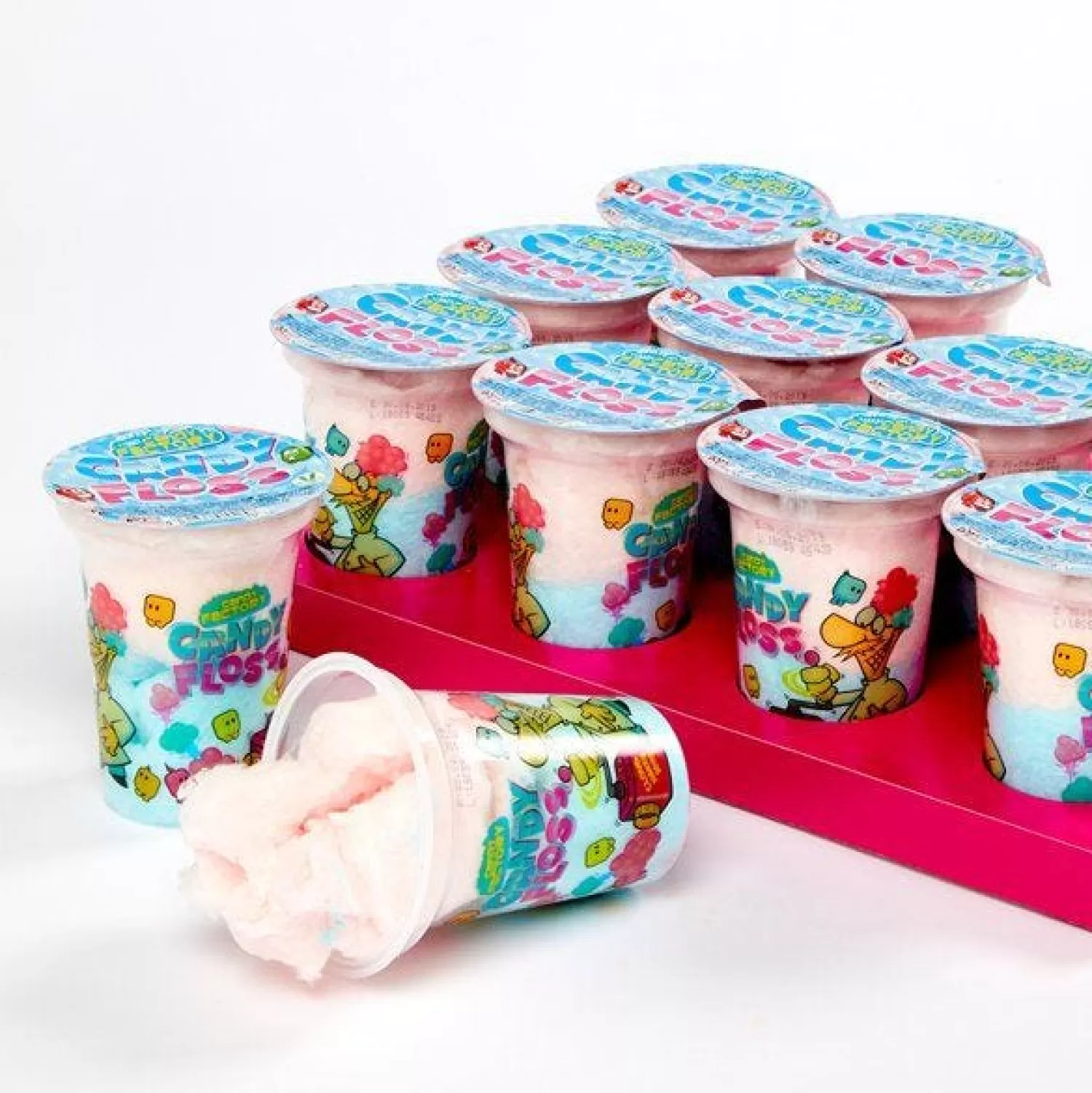 New Party Delights Candy Floss Tubs - Strawberry & Raspberry Flavours X12