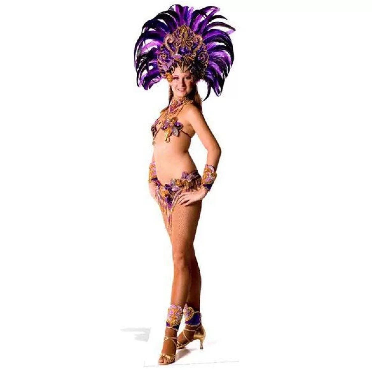 Cheap Party Delights Carnival Purple Peacock Babe Cardboard Cutout - 194Cm X 59Cm