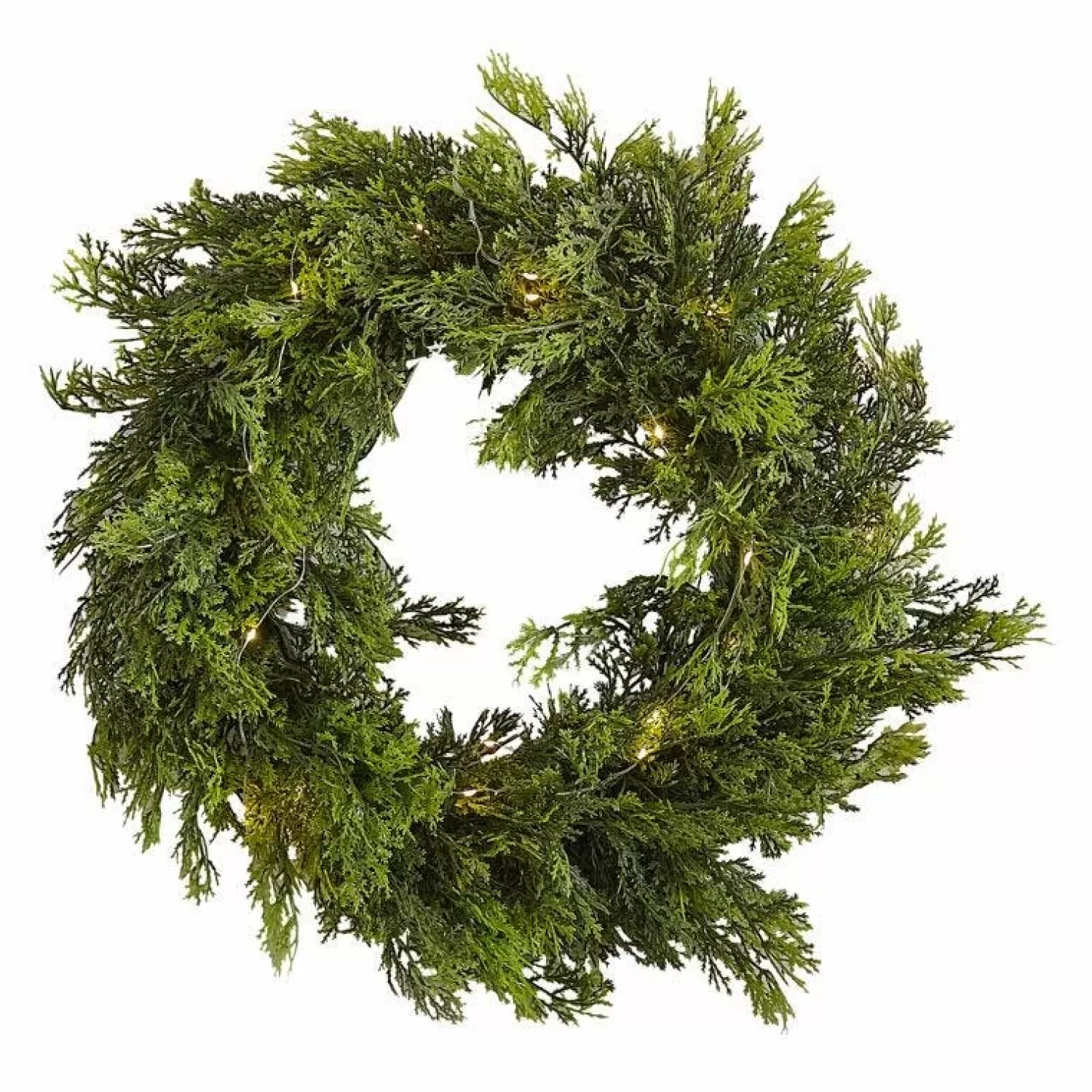 Cedar Pine Foliage Christmas Wreath With Lights - 45Cm<Party Delights Flash Sale