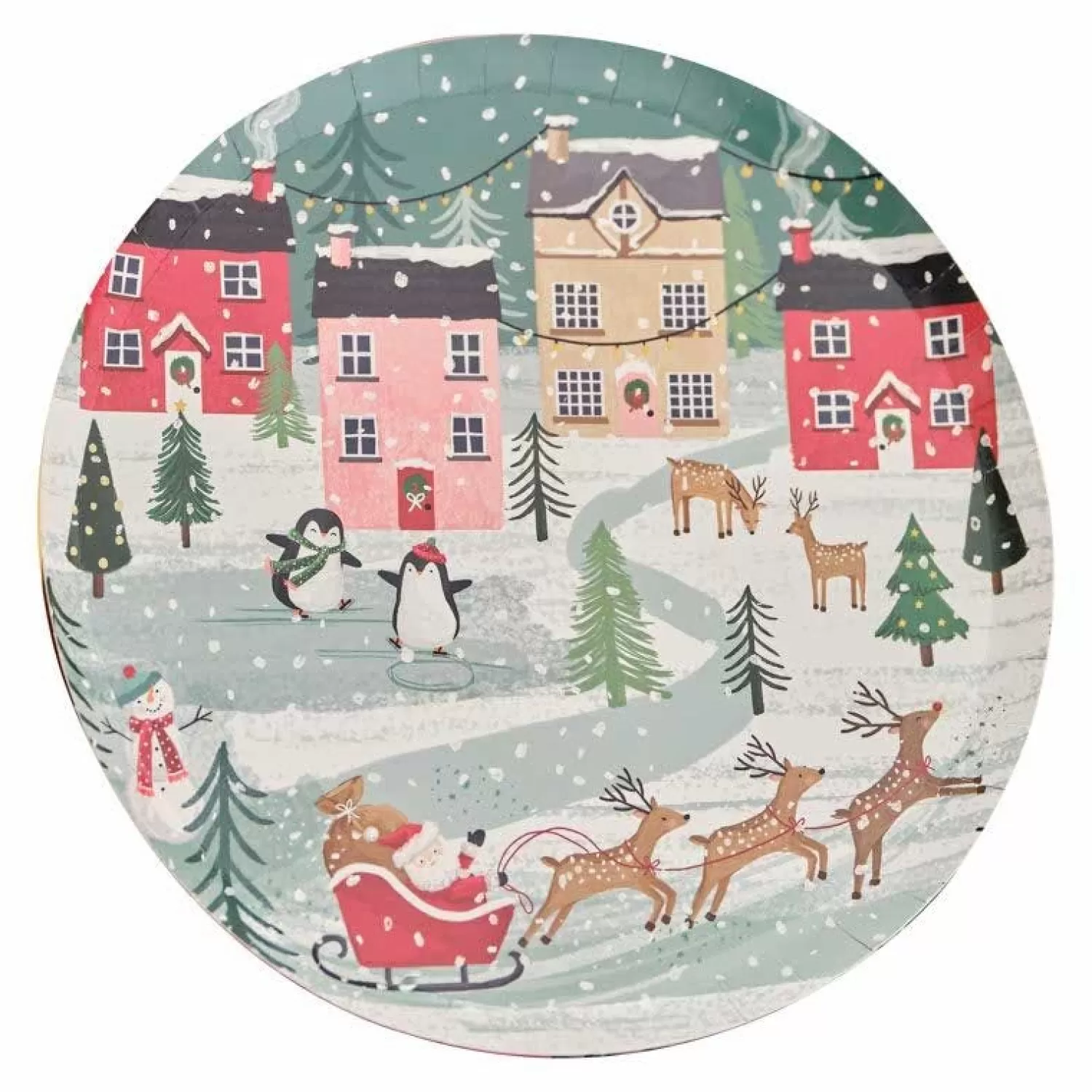 Christmas Scene Paper Plates - 25Cm (8Pk)<Party Delights New